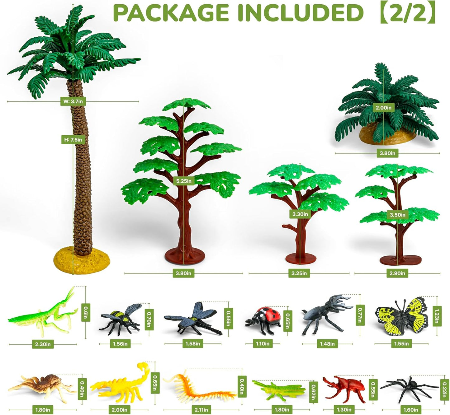 33PCS Rainforest Animals Figures Toys Set, Diorama Project Supplies Include Tropical Jungle Figurines Trees Moss Sand Stones Display Box for Kids Science School DIY