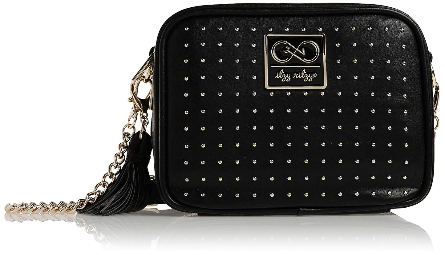 Chelsea + Cole for Itzy Ritzy Crossbody Diaper Bag - Includes 6 Pockets, Changing Pad & Tassel – Black with Sweetheart Print