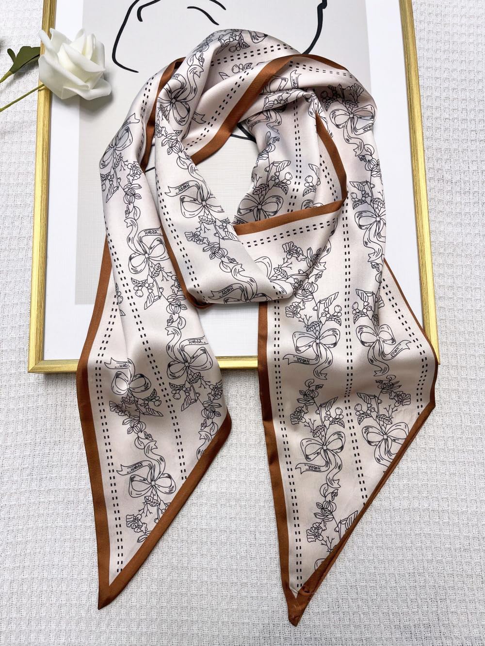 Julunar Hair Scarf for Women Silky Long Neck Head Scarves Purse Bag Scarfs for Handbag Satin Headscarf