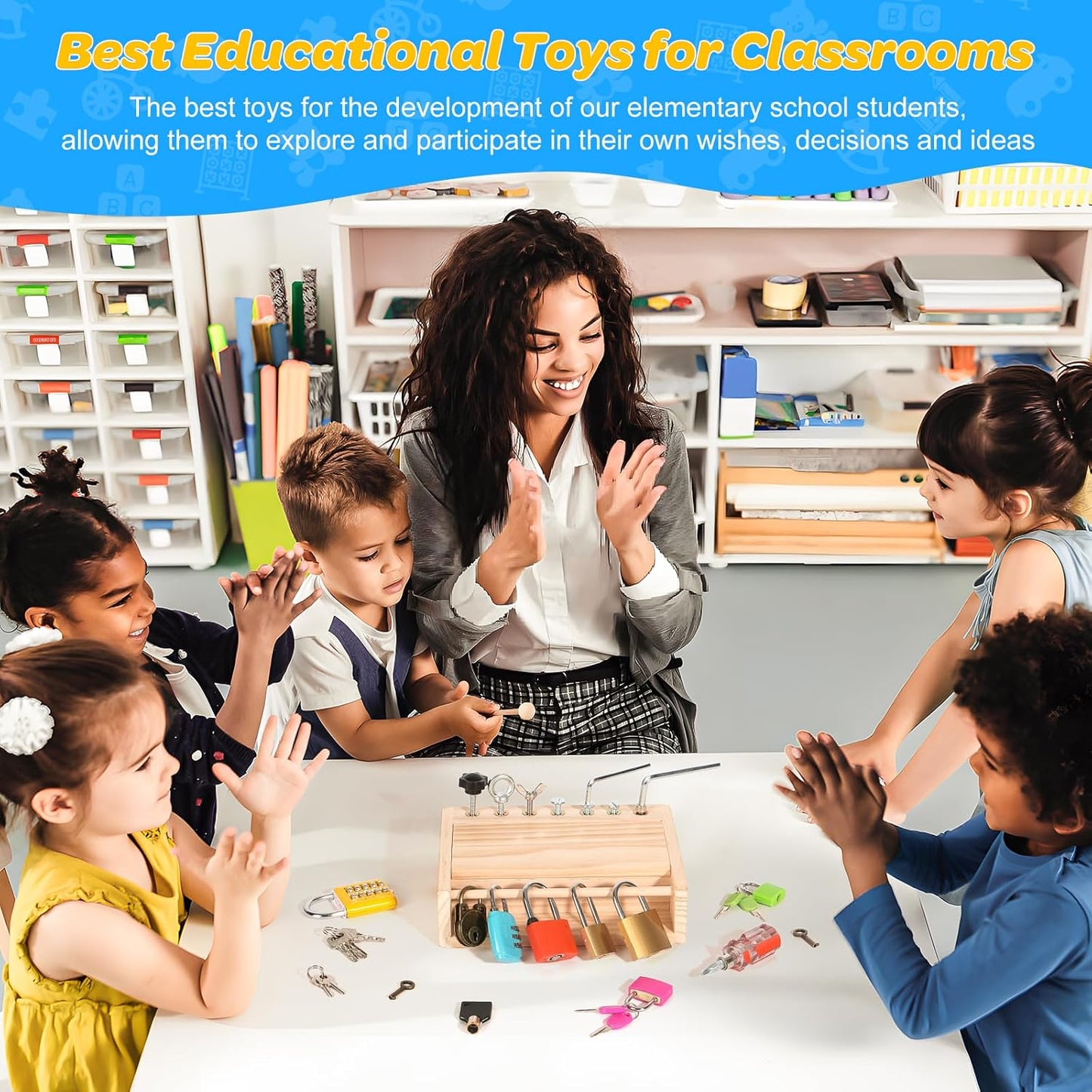 Montessori Toys for 3 4 5 Year Old,Montessori Screwdriver Board Set-Lock and Key Toy,Kids Tool Set,Preschool Learning Sensory - Fine Motor Skills - STEM Toys