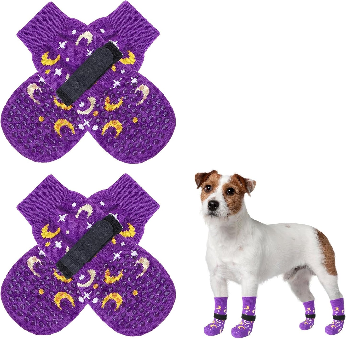 SCENEREAL Anti Slip Dog Socks to Prevent Licking Paws for Hardwood Floors, Double Sides Dog Shoes Boots & Paw Protectors for Hot/Cold Pavement, Dog Grippy Booties for Small Medium Large Senior Dogs