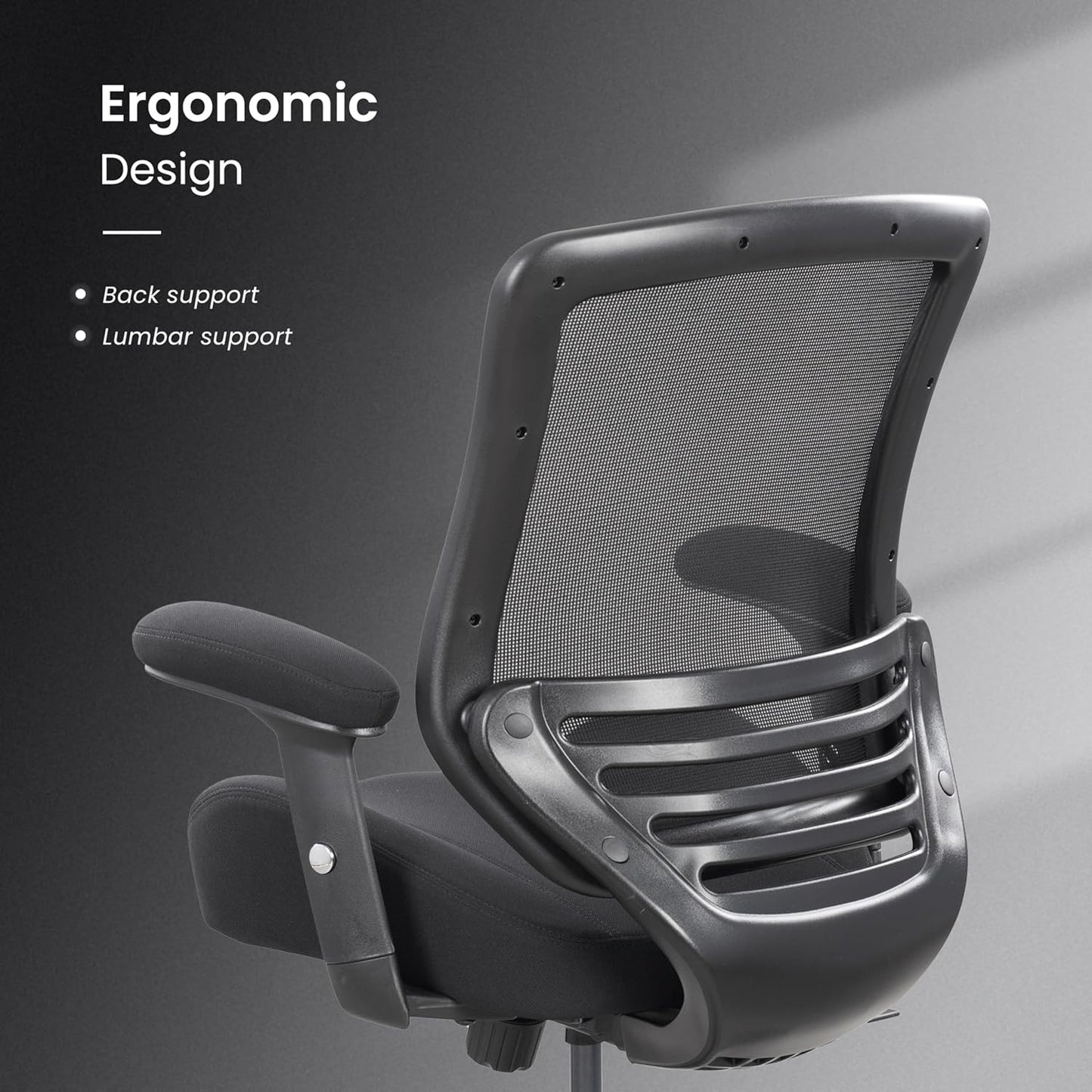 BOLISS Office Chair Mesh Ergonomic Super Soft Wide Cushion Computer Desk Chair Height Adjustable Arms(Black)