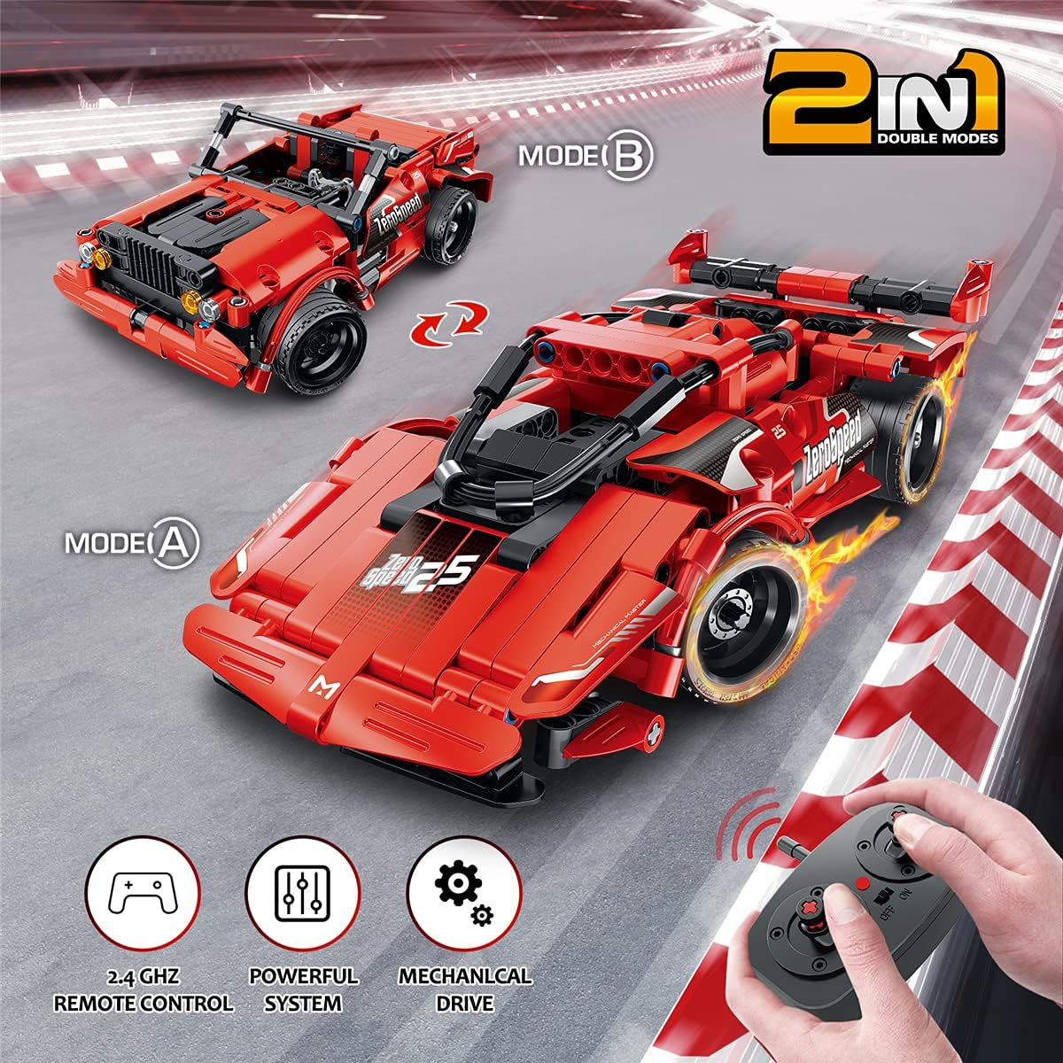 GMAOPHY STEM Building Toys for Kids Age 5 6 7 8 9 10 11 12 Years Old, 2 in 1 Remote Control Racer Car Engineering Kits, Early Learning Building Blocks, Christmas Birthday Gift for Boys Girls Age 8-12