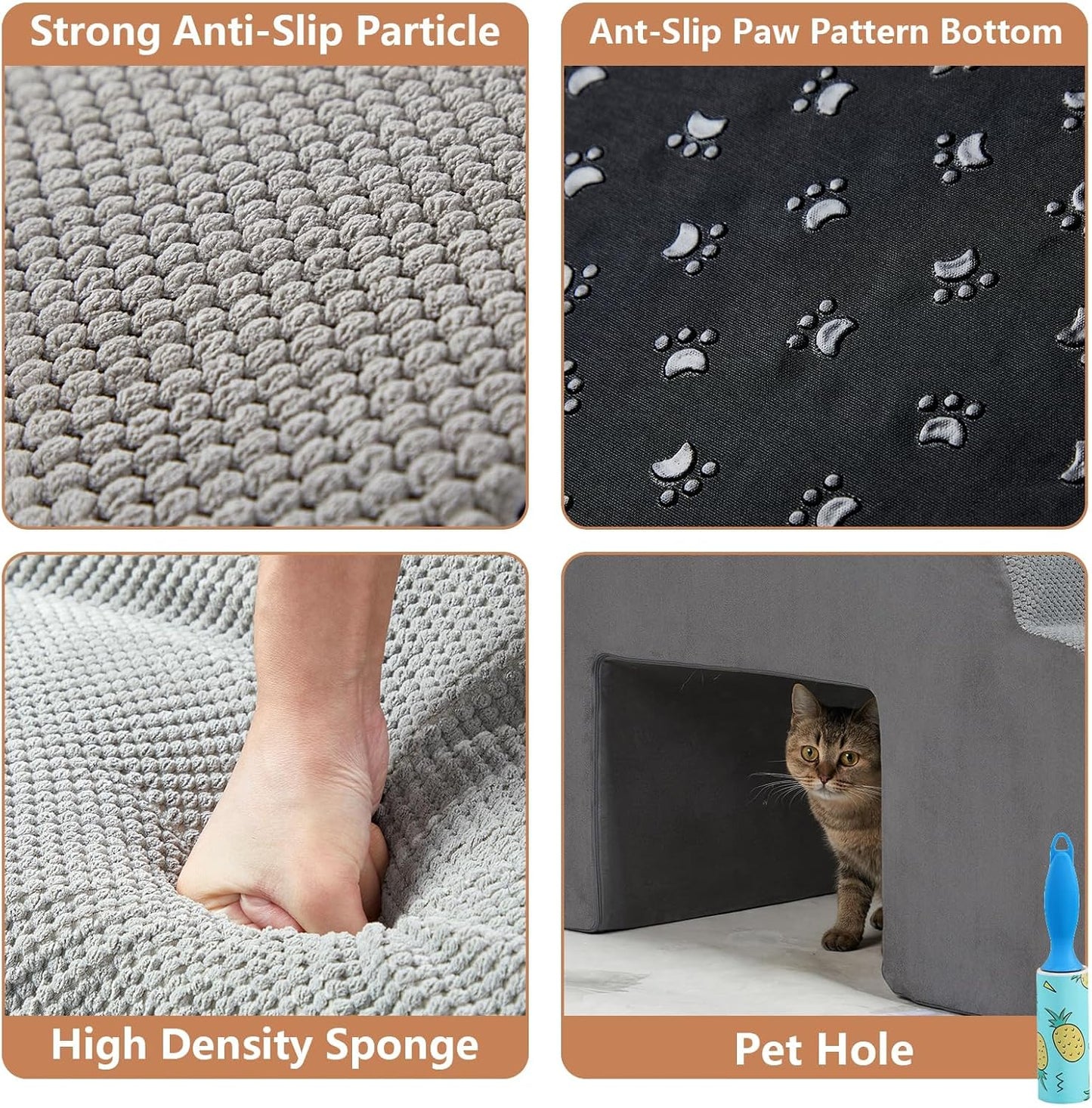 A.FATI 7-Tier Foam Dog Stairs, 33 Inch 2-in-1 Non-Slip Pet Ramp for High Beds & Sofas, Joint Protection Pet Steps for Senior/Short-Legged Dogs & Cats, High-Density Foam, Supports Up to 60 LBS
