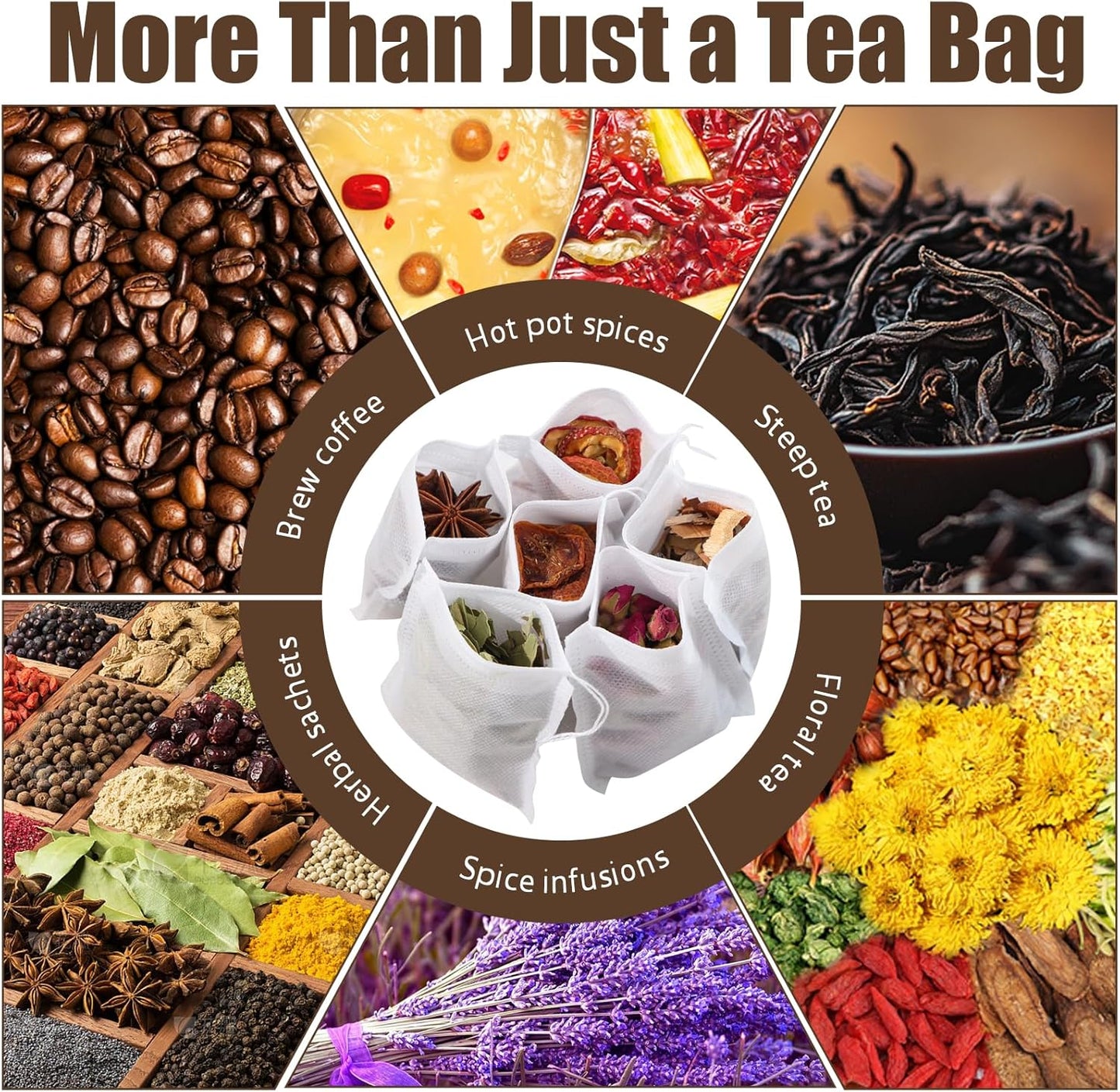 300 PCS Disposable Tea Bags for Loose Leaf Tea, Empty Tea Filter Bags with Drawstring, Fillable Tea Infuser Sachets Suitable for Coffee, Loose Tea, Spice, Herb and More (3.54 x 2.75 inches)