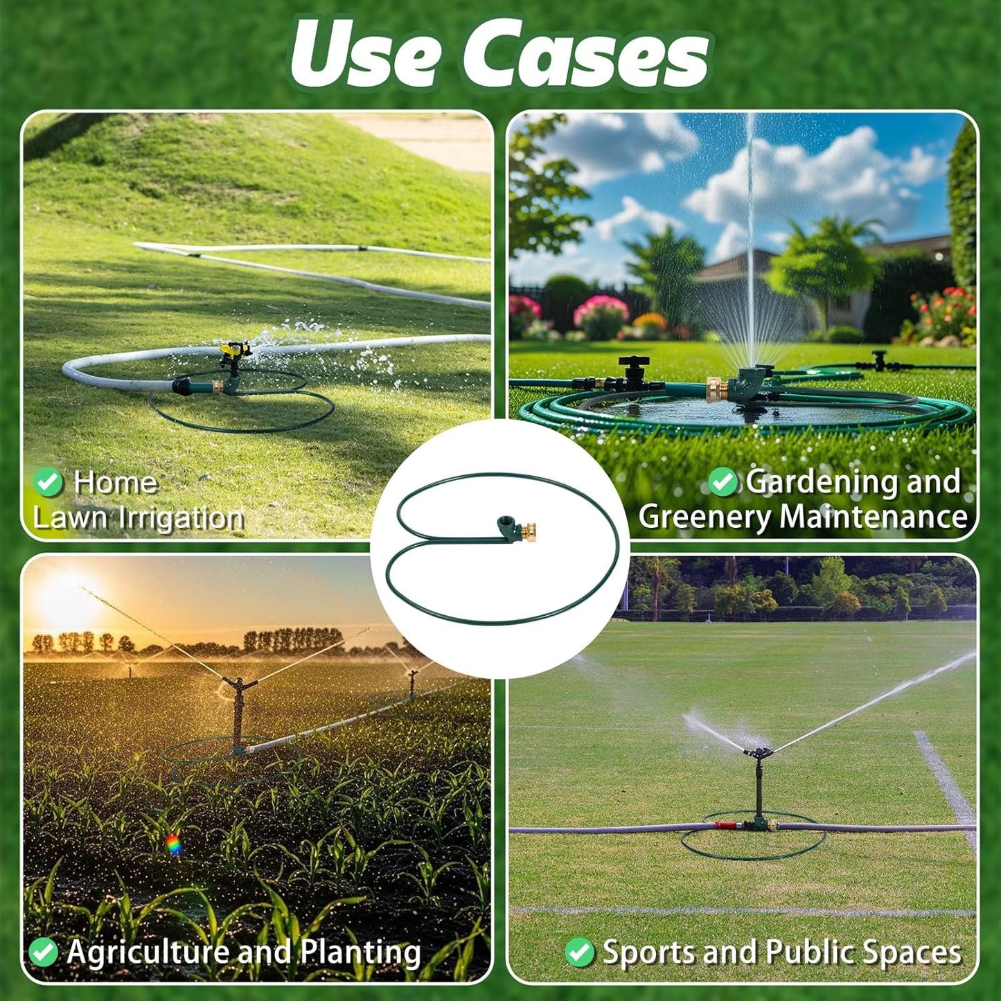 2 Pcs Ring Impact Sprinkler Base for Lawn Care 3/4" Head Heavy Duty Metal Lawn Circle Ring Sprinklers for Trees Shrubs Root Even Watering Outdoor Garden Yard Patio Irrigation System