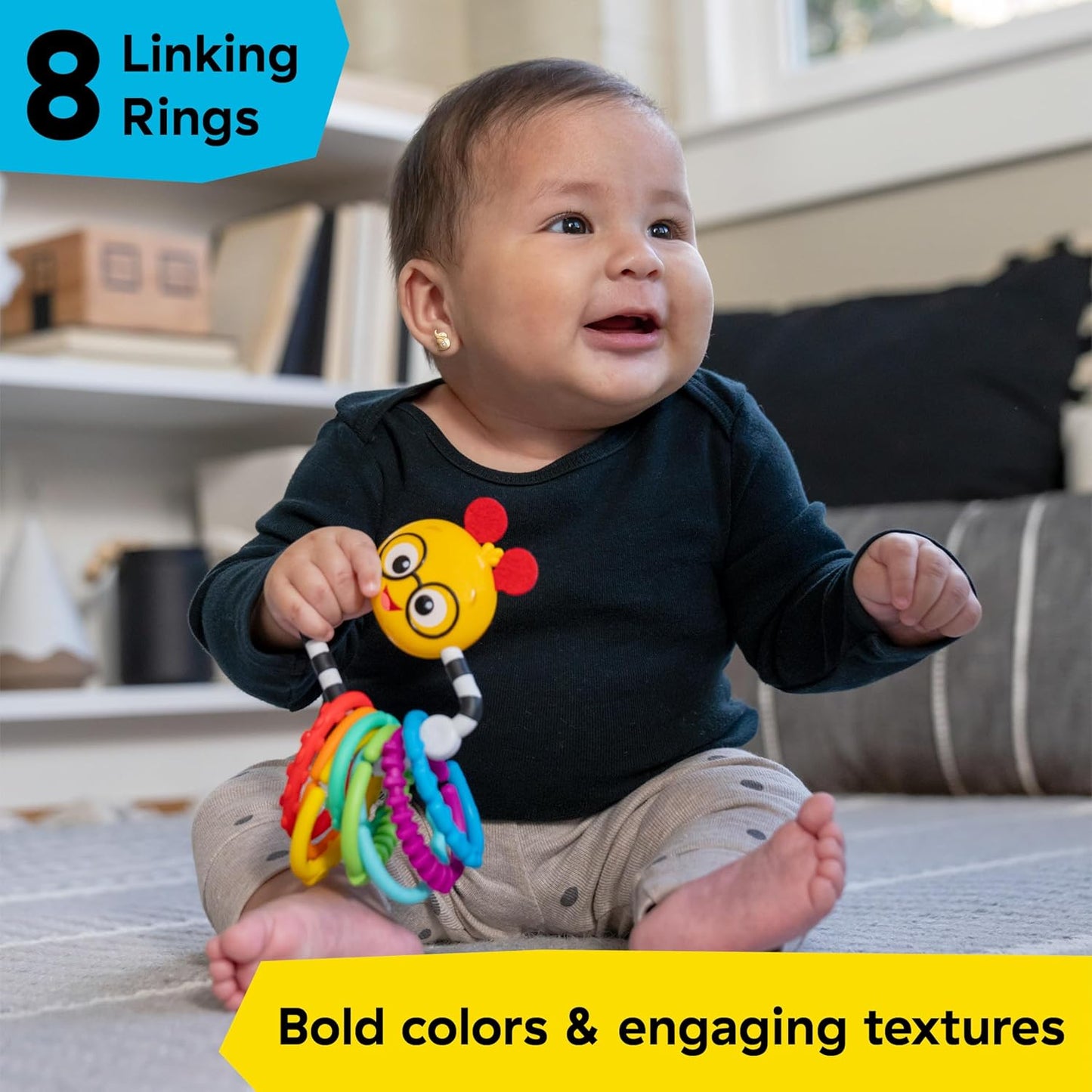 Baby Einstein Cals Connectors Sensory Toy with Textured Links, Ages 0+ Months and Up