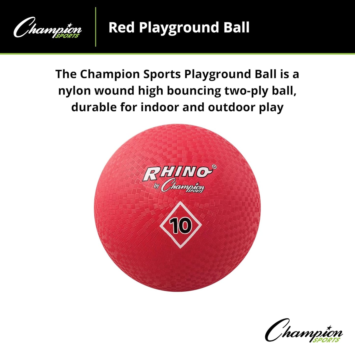 Champion Sports Playground Ball – Durable High-Bounce Ball, Sizes 5", 6", 7", 10", 13" & 16" for Gym, Recess & Play