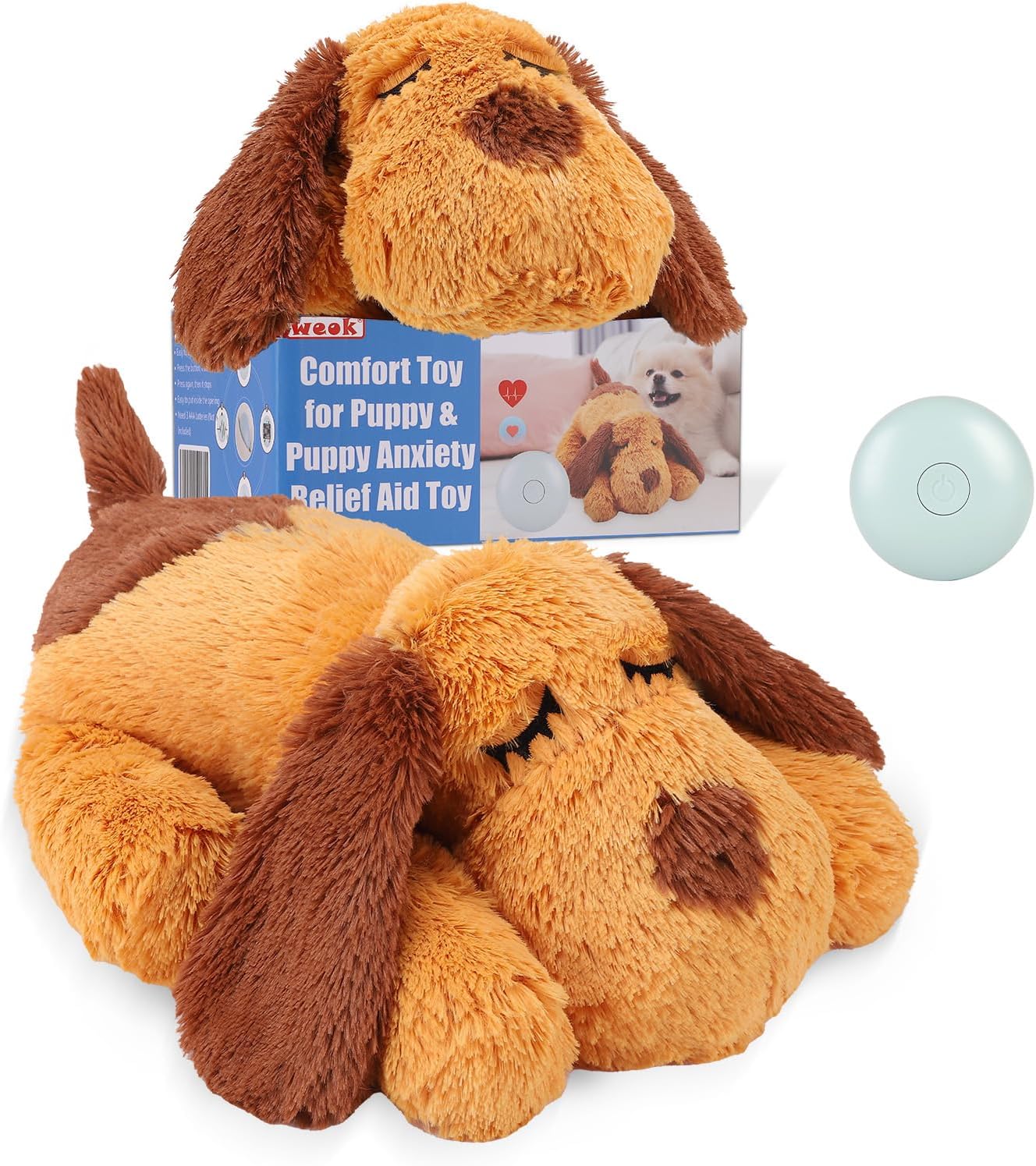 Heartbeat Puppy Toy, Comfort Cuddler Pillow, Dog Anxiety Relief Calming Aid,Heartbeat Stuffed Toy for Dogs,Puppy Heartbeat Toy Sleep Aid,Dog Heartbeat Toy for Pet