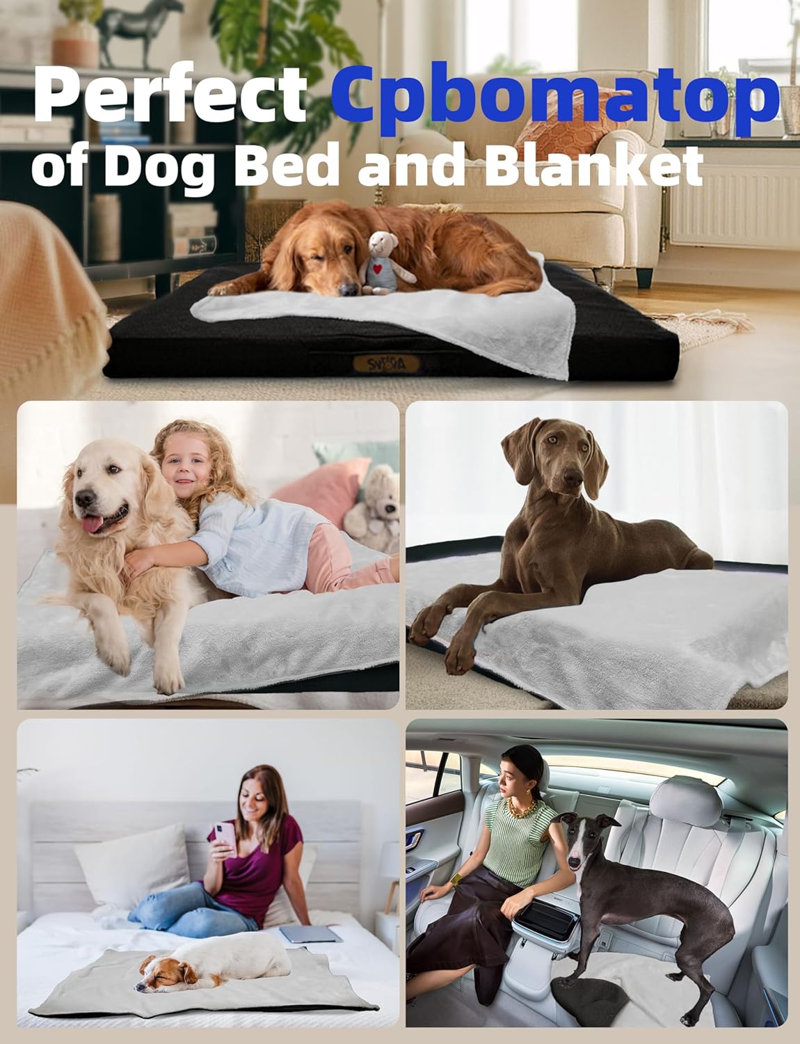 Sytopia 36-Inch Waterproof Orthopedic Dog Bed, L for Giant and Extra Large Dogs, Supports Up to 60 lbs, for Indoor and Outdoor Use, Dark Grey