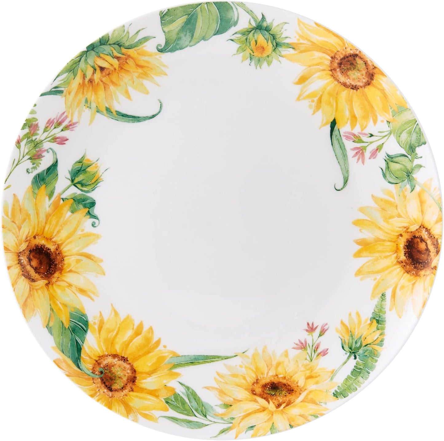 Mikasa Sunflower Bone China Lightweight Chip Resistant 16 Piece Dinnerware Set, Service for 4, Multicolor