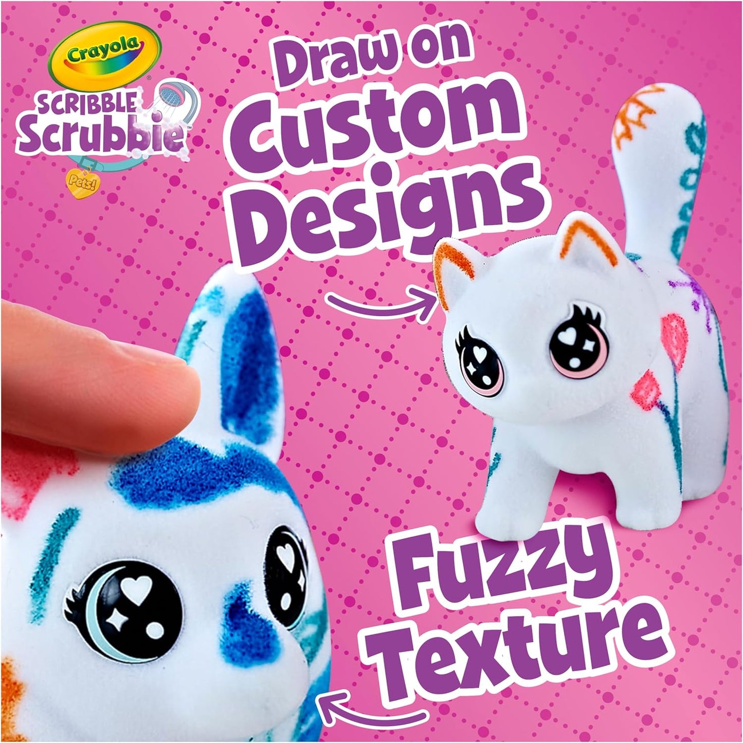 Crayola Scribble Scrubbies Glam Pack (4 Pets), Washable Pet Care Toy & Coloring Animal Craft Kit, Gift for Kids, Playset for Girls & Boys, Ages 3+