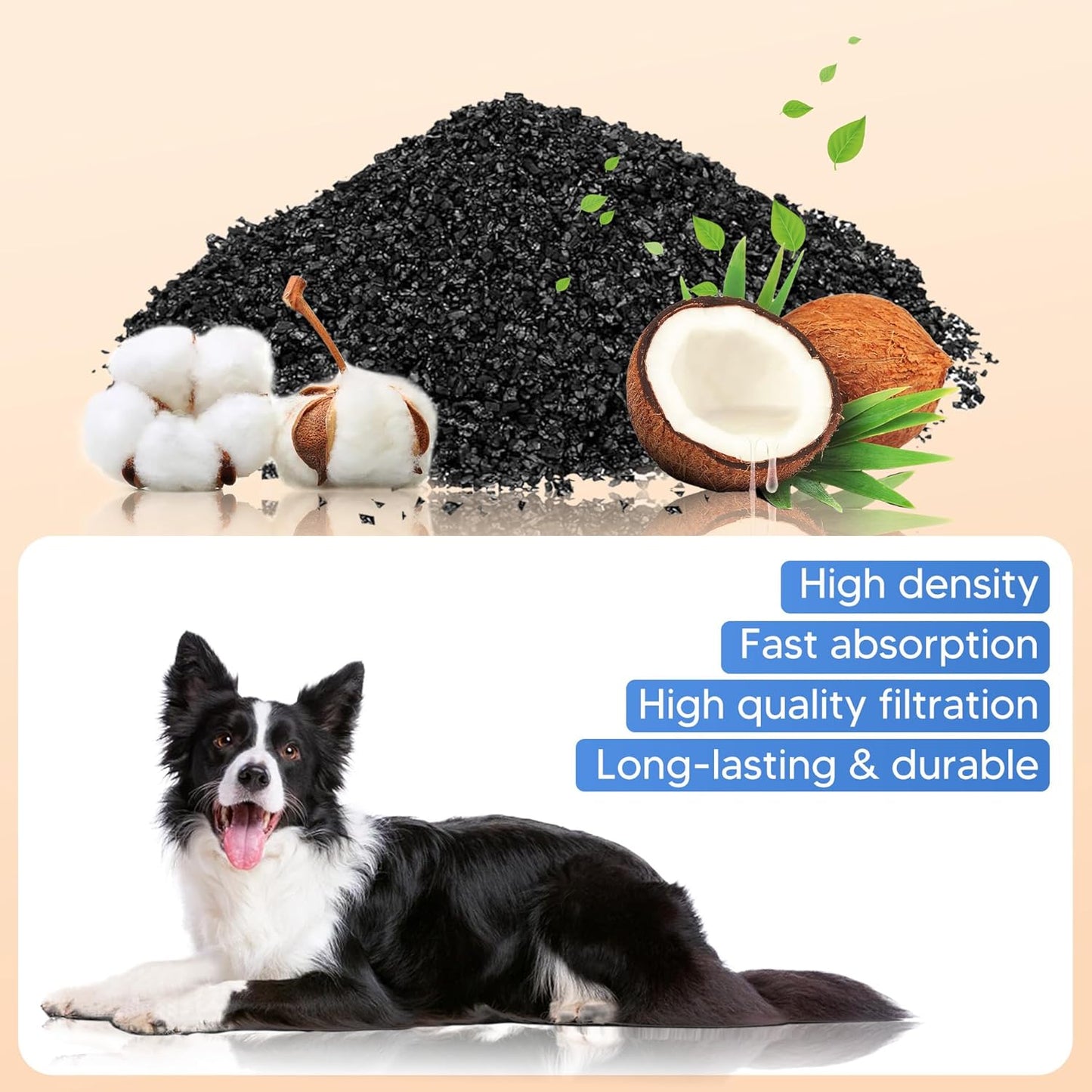 Dog Water Fountain Filters - 8 Packs Replacement Filters & 2 Sponges for Large Dog Fountain, Wireless