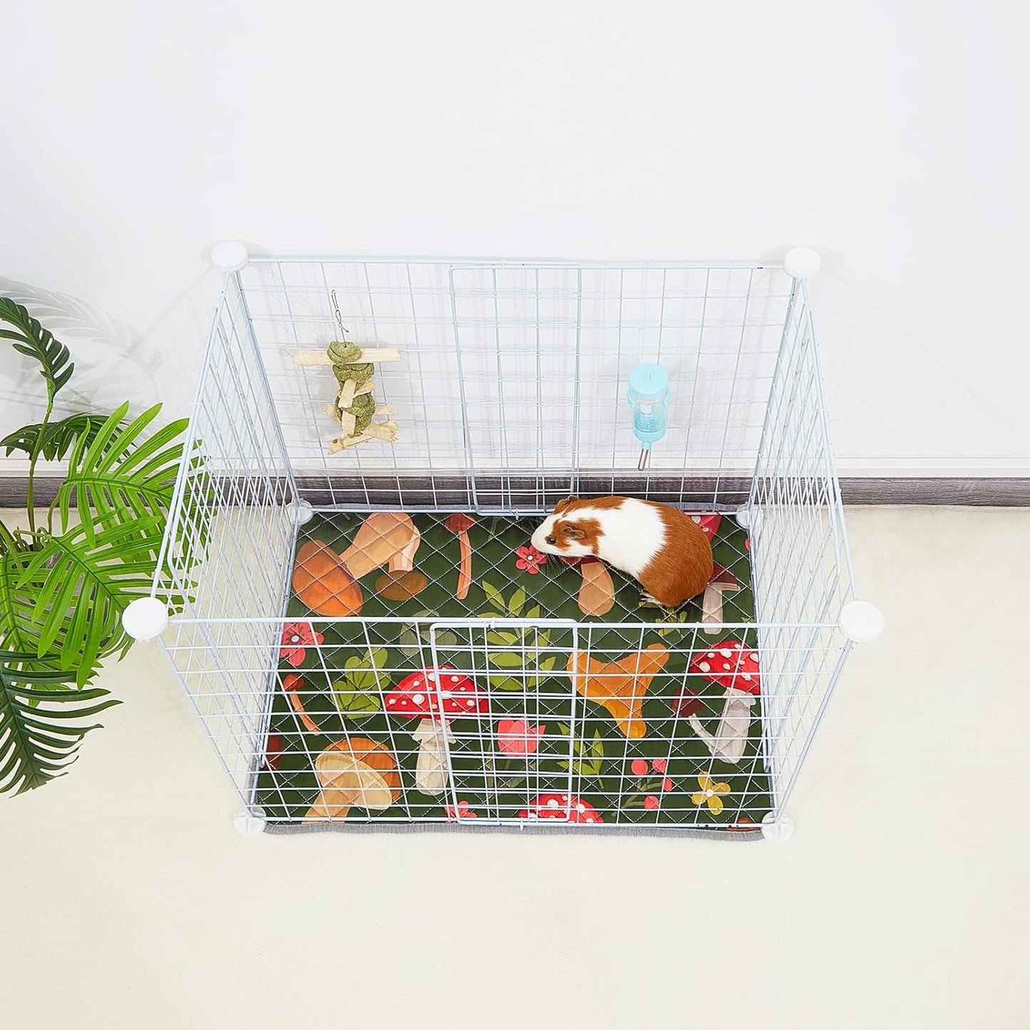 Bienbee Guinea Pig Bedding, 2 Pack 29" x 16" Reusable Guinea Pig Cage Liner Waterproof and Absorbent Small Animal Bedding Washable Guinea Pig Pee Pads for Small Pet Hamster Rabbit Squirrel, Mushroom