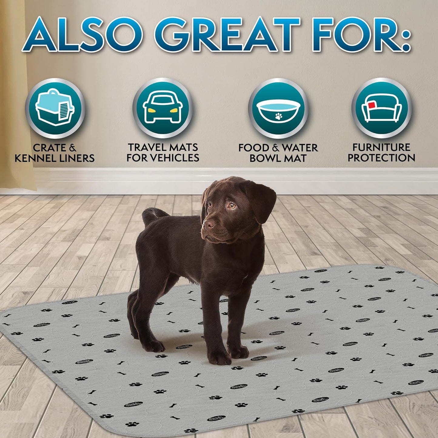 Simple Solution Large Washable Puppy Pad | Reusable Dog Pee Pad | Absorbent and Odor Controlling | 34x36 Inches, 2 Count,White