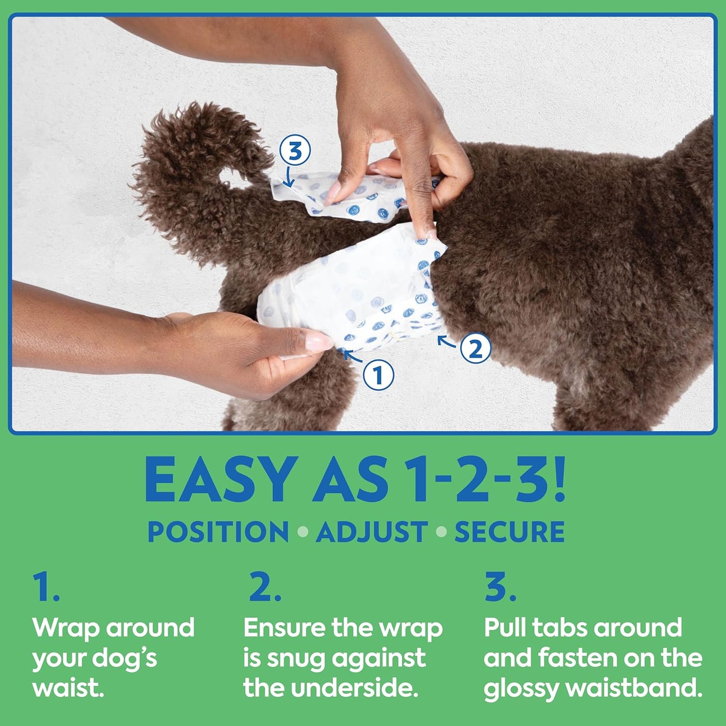 Out! PetCare Disposable Male Dog Wraps, Puppy Pee Wraps, Belly Bands for Dogs, Leak Proof, Wetness Indicator, Puppy and Doggie Diaper for Peeing, Medium/Large, 32 Count