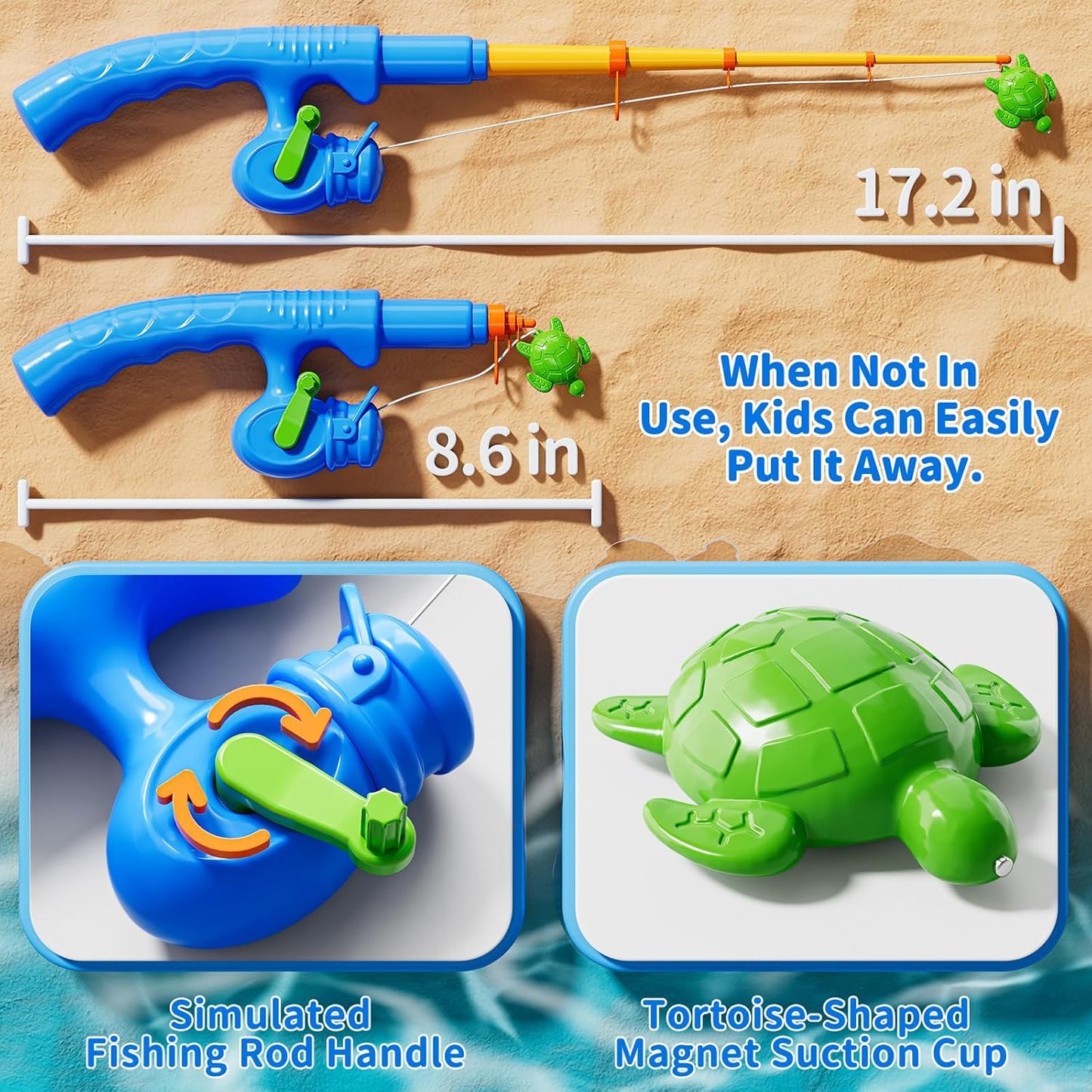 Magnet Fishing Toys Game for Kids 3-5 - Floating Fish Toys with Inflatable Kiddie Pool, Bath for Toddlers, Pole Rod Net, Outdoor Party for Boys Girls Kids Age 3 4 5 6 7 8 Year Old