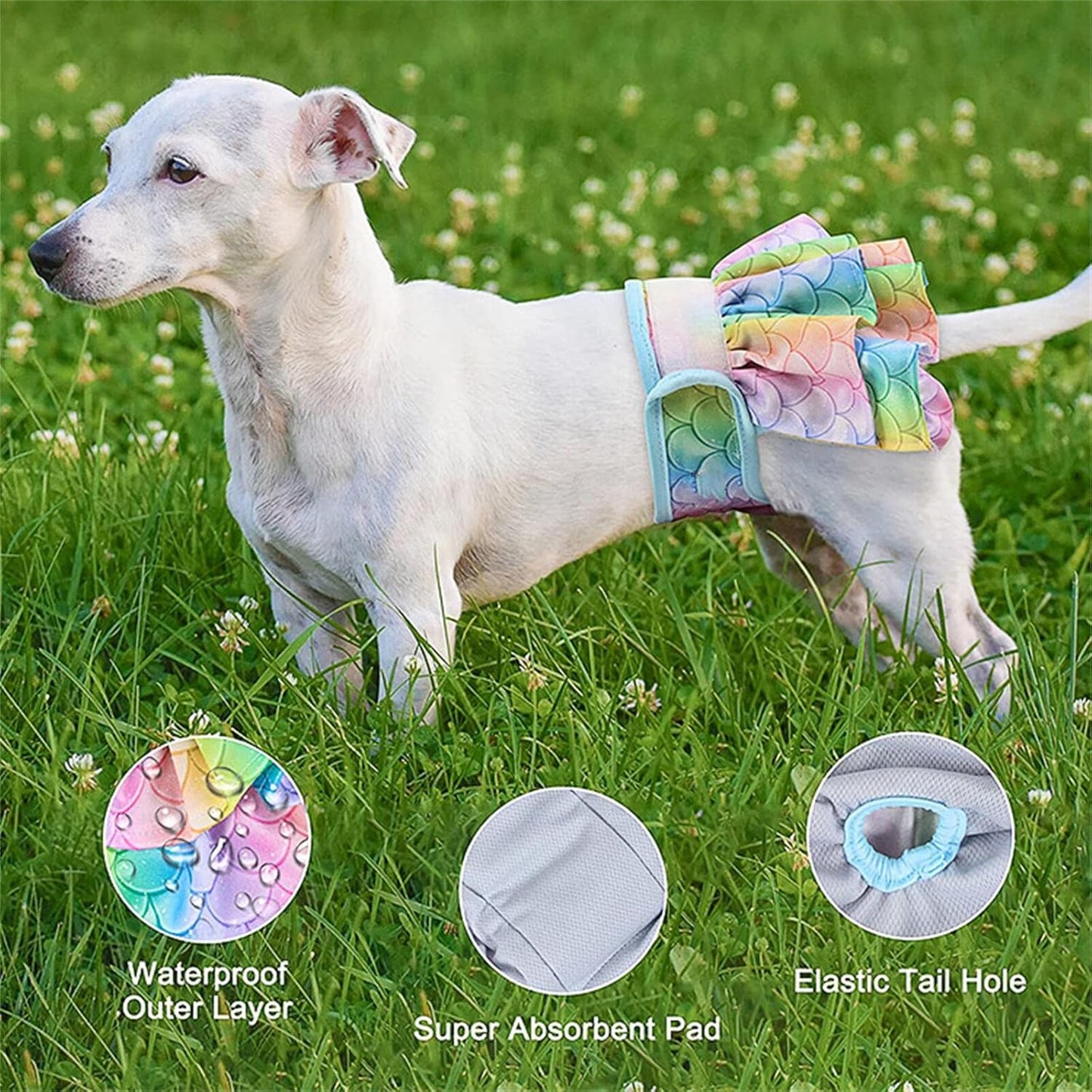 Washable Female Dog Diapers(7 Pack), Premium Comfort Reusable Doggy Diapers, for Female Dog in Period Heat (Style A, S)