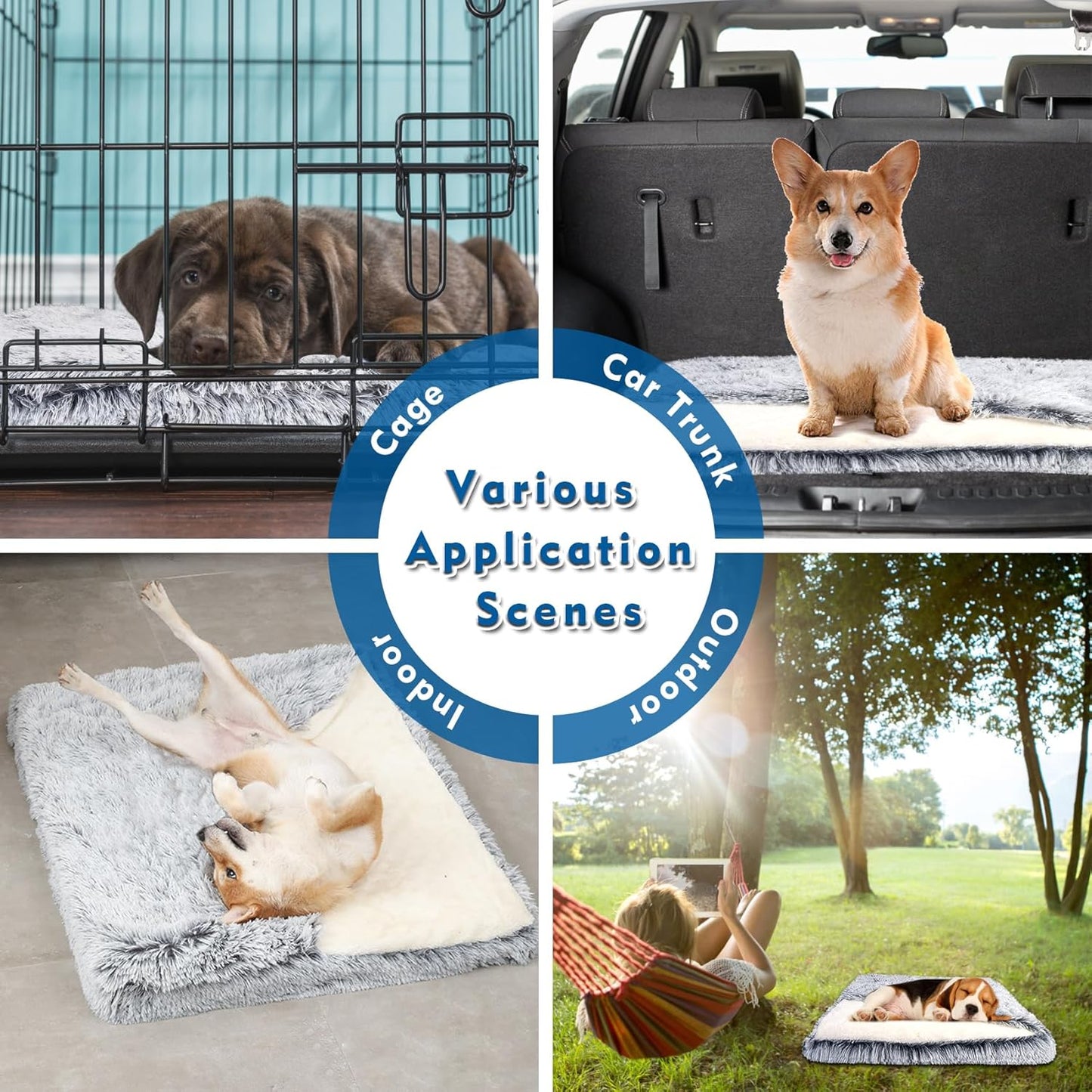 Dog Bed with Cover Cave, Orthopedic Dog Bed with Blanket, 33.5 * 27.6'' Rectangle Pet Crate Cozy Cuddler Mat, Anti-Anxiety Memory Foam Calming Pad for Puppy Cat with Removable Washable Cover