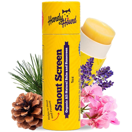 Handy Hound SnoutScreen Dog Nose Balm and Paw Balm, Moisturizing Formula for Dry or Cracked Noses, Vet Recommended, Made in USA, Protects Against UVB and UVC Rays, 1 oz