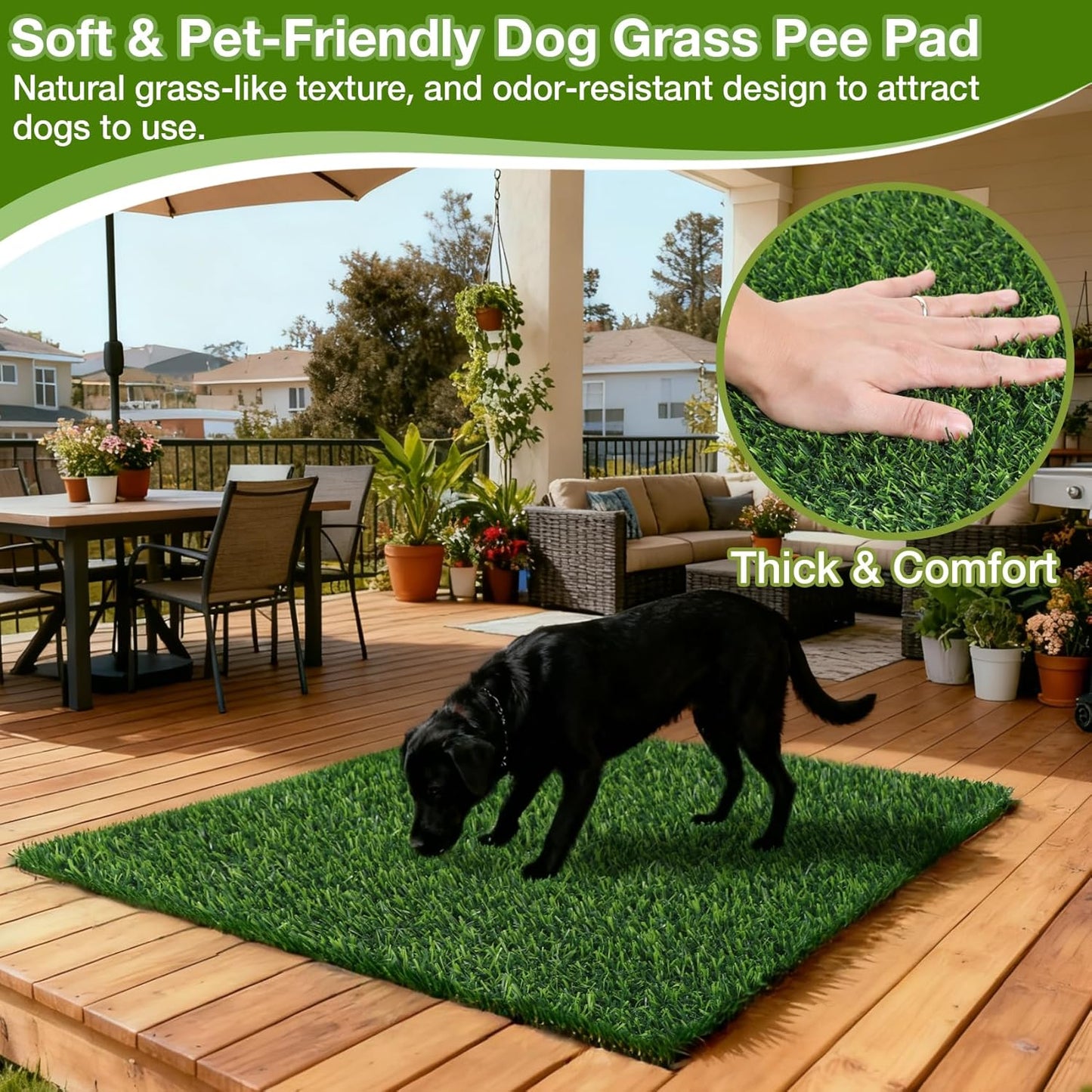 TOOKOO Realistic Fake Grass Pee Pad for Dogs Potty Traning - 2 Pack 31.5"x39.4" Replacement Pet Artificial Grass Patch Turf Indoor Outdoor Use