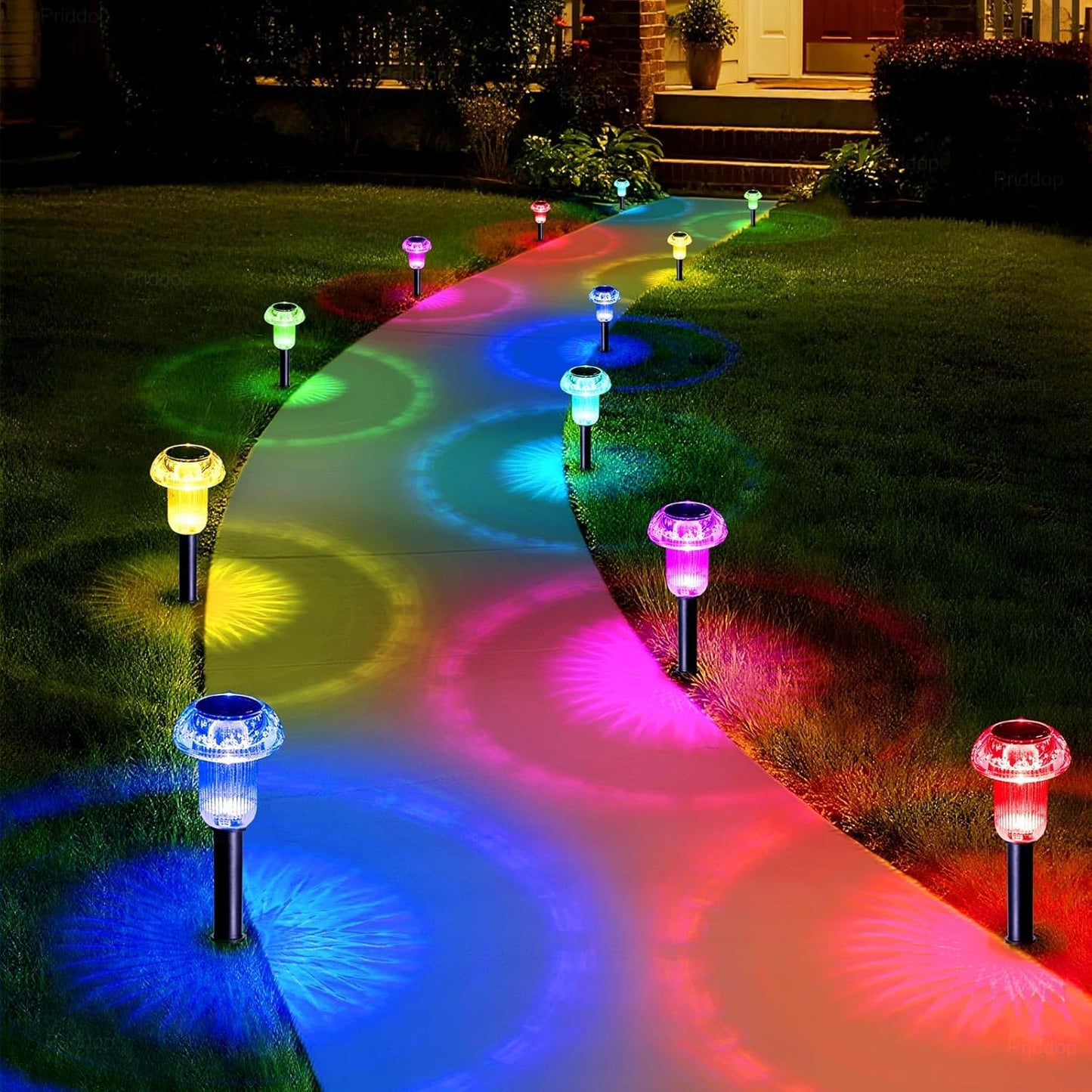 Solar Lights Outdoor Pathway Waterproof 8 Pack Color Changing LED Acrylic Mushroom Decorative Garden Lights for Yard Landscape Patio Outside Decorations