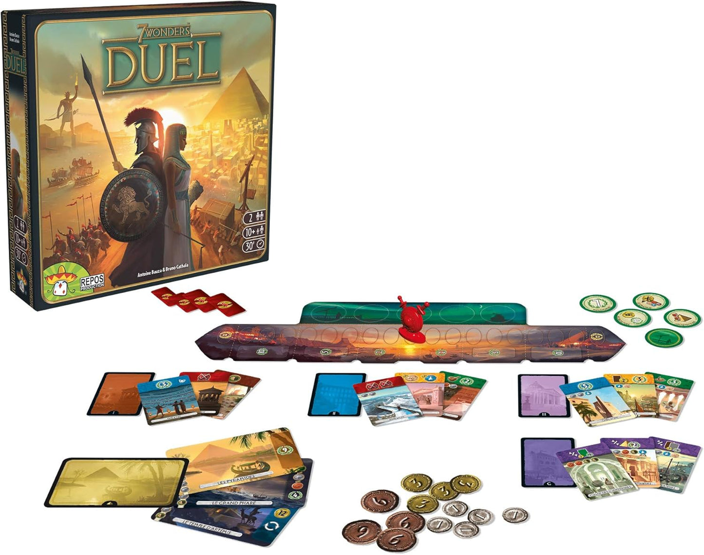 Asmodee 7 Wonders Duel Board Game BASE GAME - Intense Two-Player Battles in the Ancient World, Strategy Game for Kids and Adults, Ages 10+, 2 Players, 30 Minute Playtime
