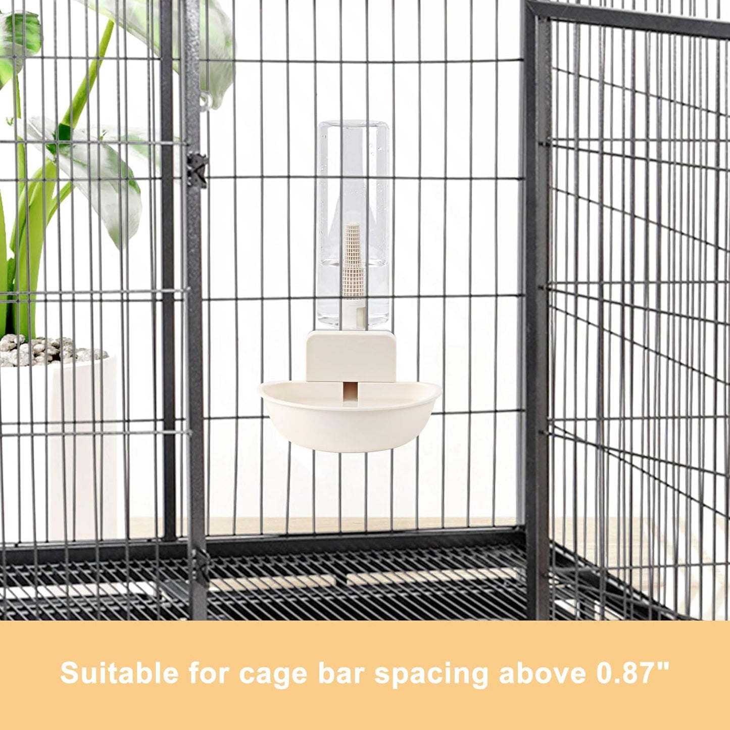 Hanging Automatic Food Water Dispenser,Gravity Pet Feeder Water Dispenser Set,Cage Cat Water Dispenser,Food Bowl for Bunny Guinea Pig Ferret Water Dispenser (Large Bowl Size)
