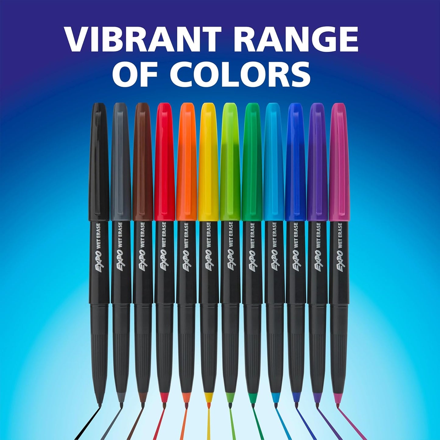 EXPO Wet Erase Markers, Semi-Permanent, Black, Ultra Fine Tip, 12 Count - For Writing on Glass, Whiteboards, Mirrors, Calendar, Labeling, Organizing