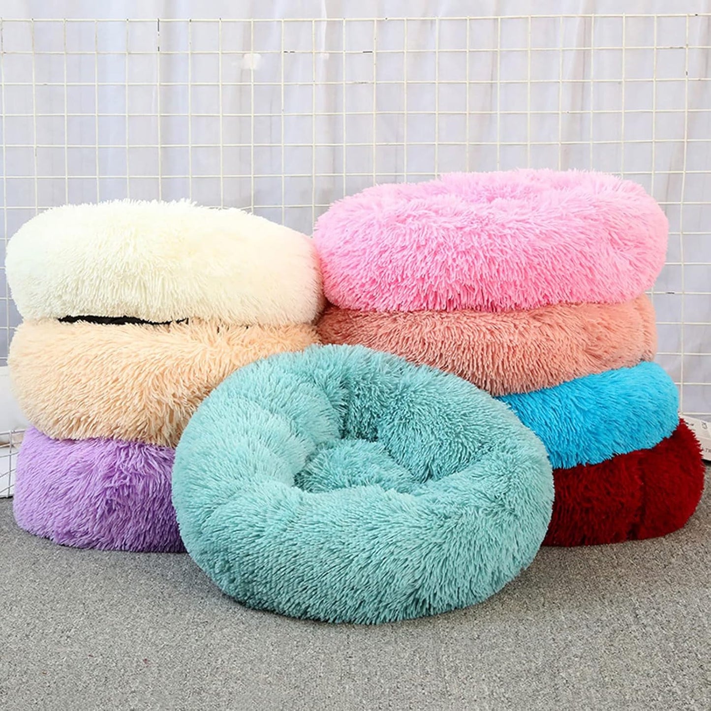 Round Dog Beds for Medium Dogs Short Plush Bowl Shape Pets Bed for Medium/Large/Extra Large Dogs Comfortable Donut Cuddler Dog Bed with Washable Cover (Color : Pink, Size : Medium)