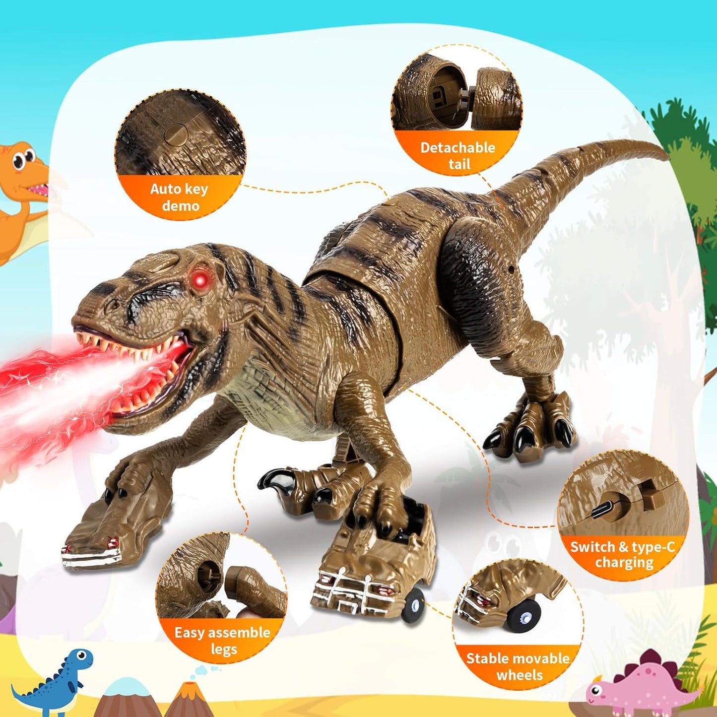 Remote Control Dinosaur Toys for Kids, Large Robot Dinosaur Toys with 360° Swaying Head & Spray, Roaring, Realistic Walking T-Rex Dinosaur Toy for Boys Girls, Best Gifts for Kids 3-5 5-7 8-12+