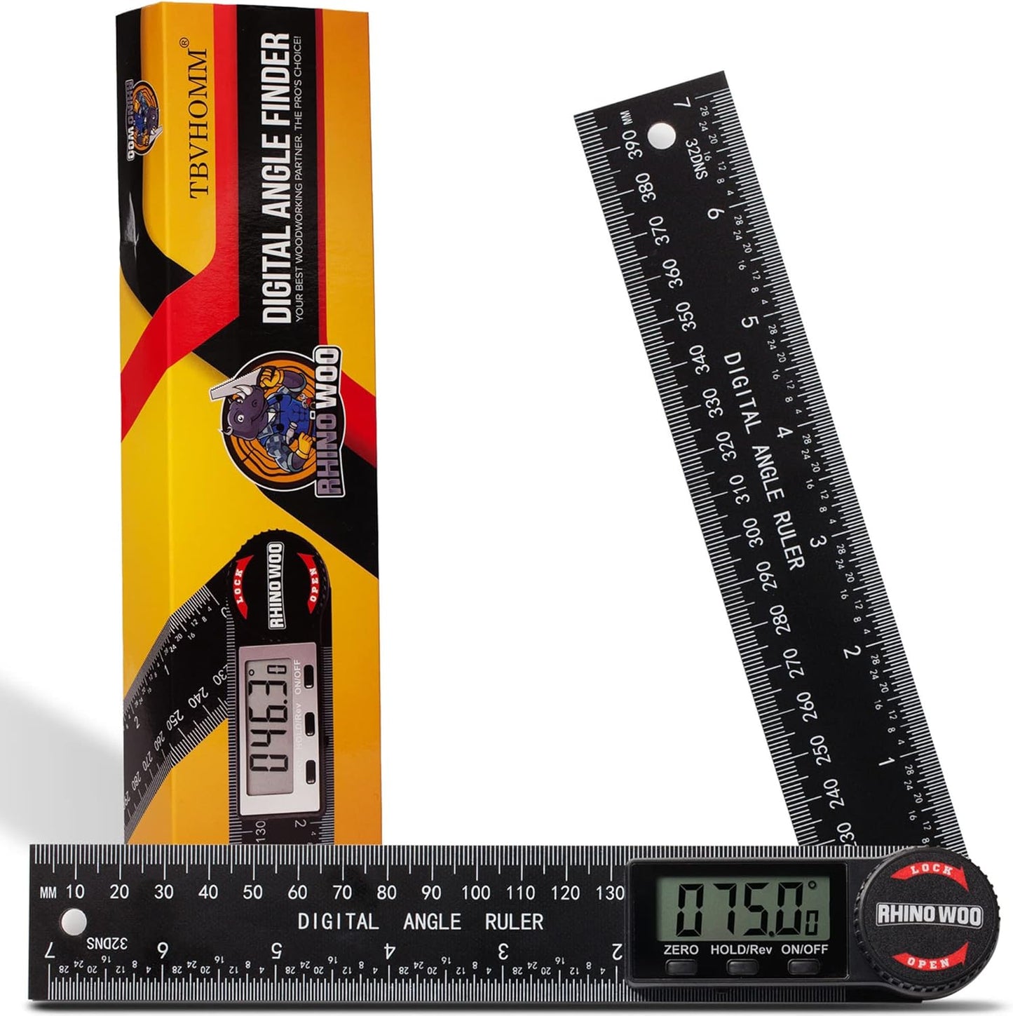 Digital Angle Finder Protractor, Angle Measuring Tool for Woodworking/Carpenter/Construction/Handmade Measurement，Angle Finder Ruler with 7inch/200mm(2 Batteries Included) (Enhanced ABS)