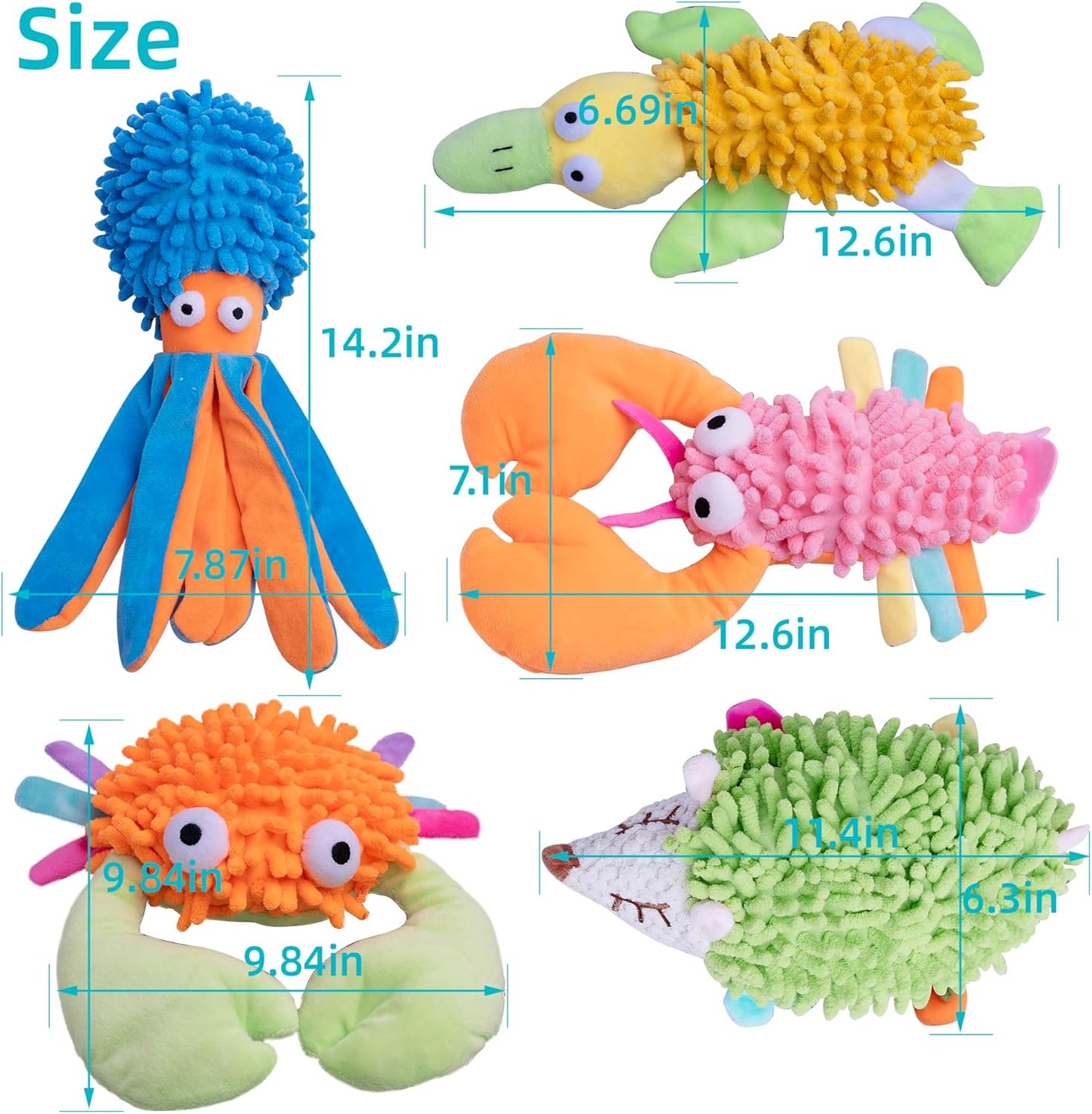 5 Pack Dog Squeaky Toys Bulk Set,Puppy Teething Chew Pet Dog Toy for Small Medium Dogs,Soft Plush Stuffed Crinkle Sound Interactive Fun for Puppy