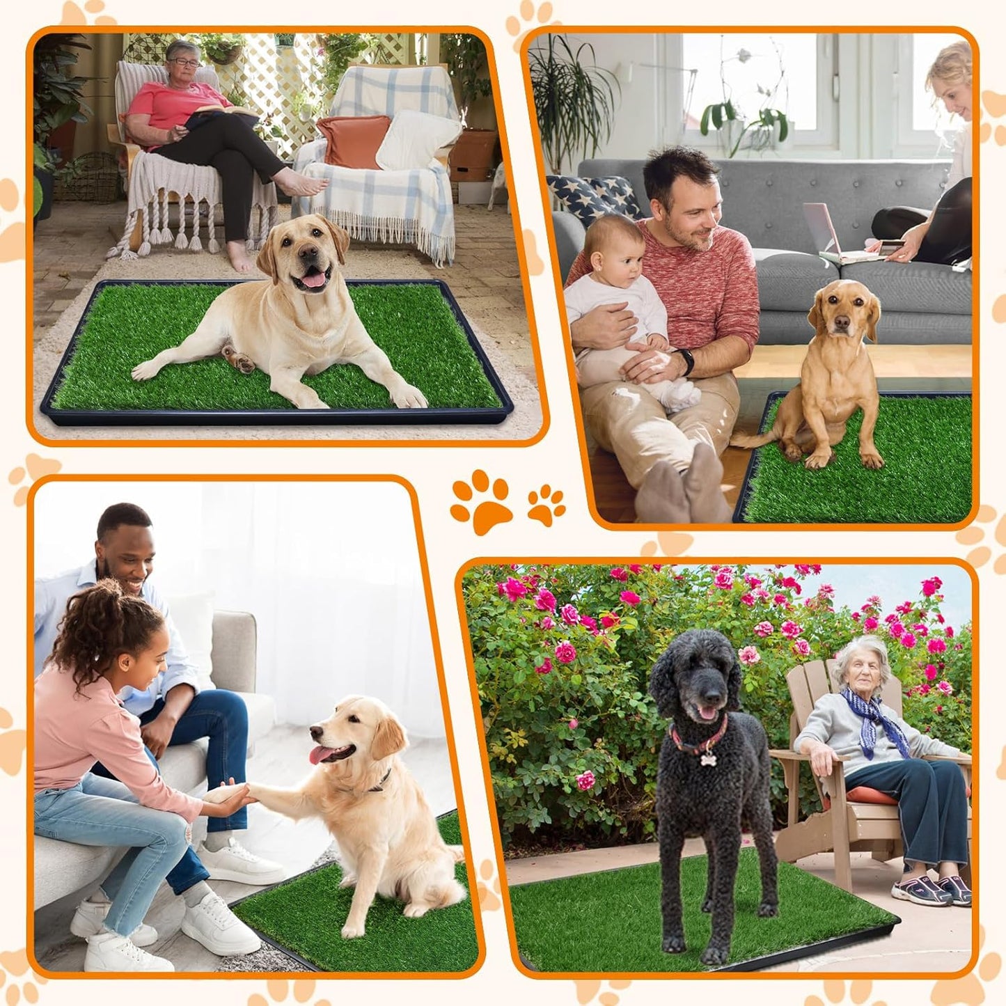 LOOBANI 33.2in x 21in Replacement Artificial Grass Puppy Training Pads, Quickly Absorbency Portable Dog Potty Grass, Fit 35x23in Potty Tray(1 Pack)