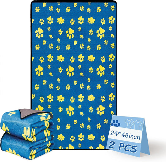 Washable Pee Pads for Dogs 24x48 Inch (1 Pack) - Thick Heavy Absorbent Reusable Pet Training Pads, Leakage & Non-Slip for Puppy Playpen/Crate/Potty, Spliceable, Machine Washable, Blue