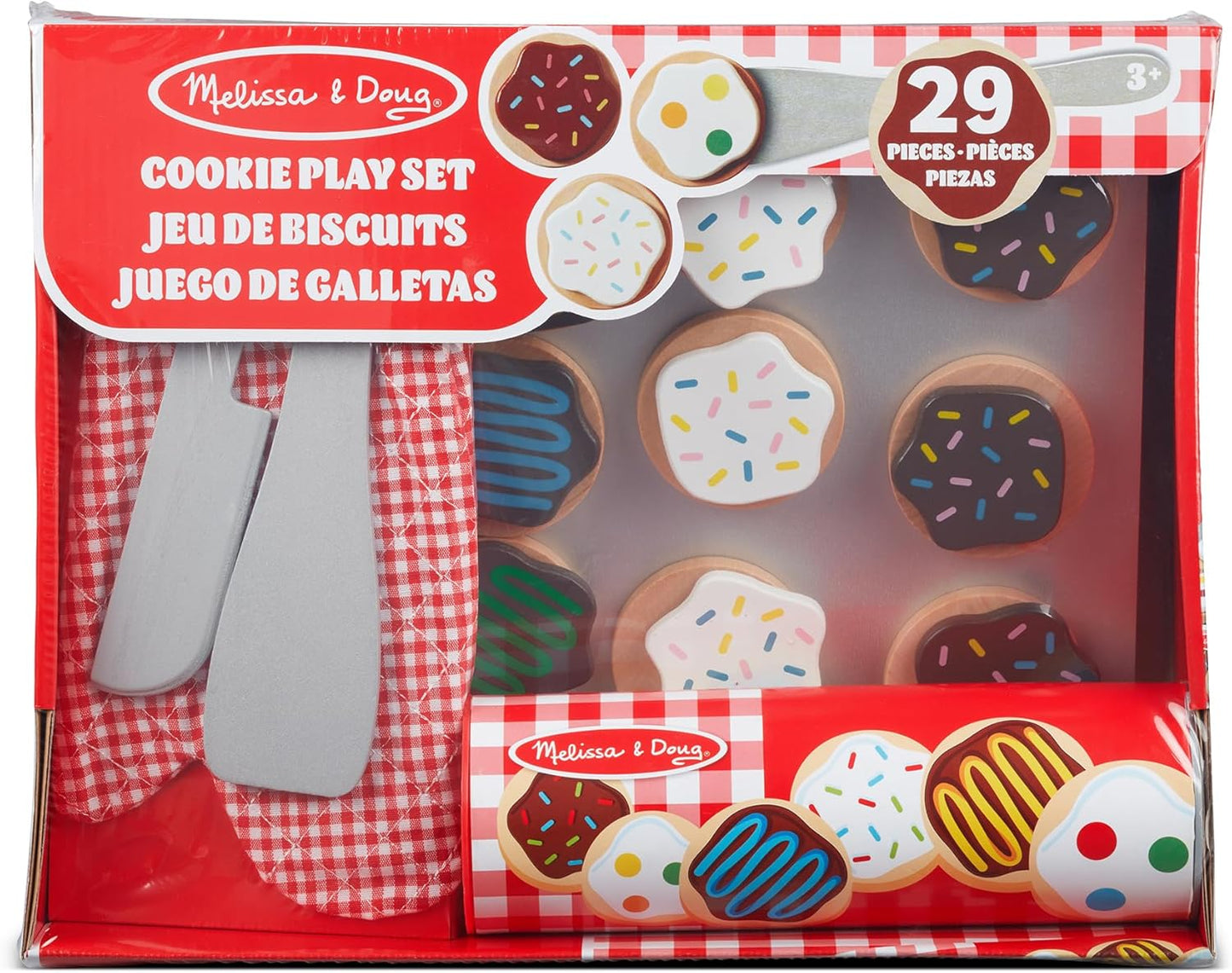 Melissa & Doug Slice and Bake Cookies Wooden Play Food Set with Toppings Pretend Cookies and Baking Sheet, Wooden Play Food Set, Toy Baking for Kids Ages 3+