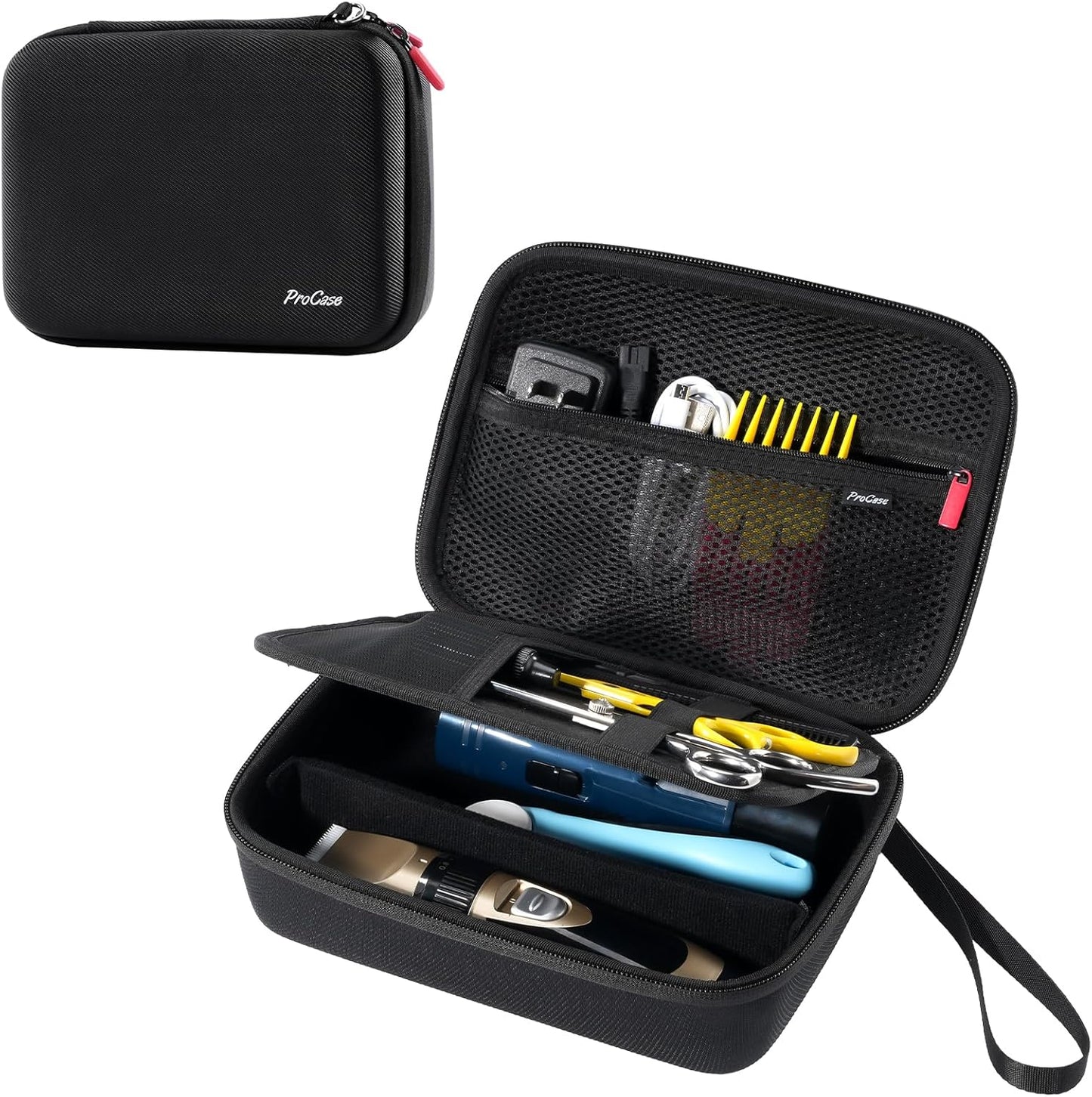 ProCase Hard Pet Grooming Tool Storage Case, Travel Organizer for Oneisall/Wahl Dog Clippers, Pet Shaver, Nail Trimmer and Accessories, Grooming Bag for Dog or Cat Grooming Kits Supplies -Black
