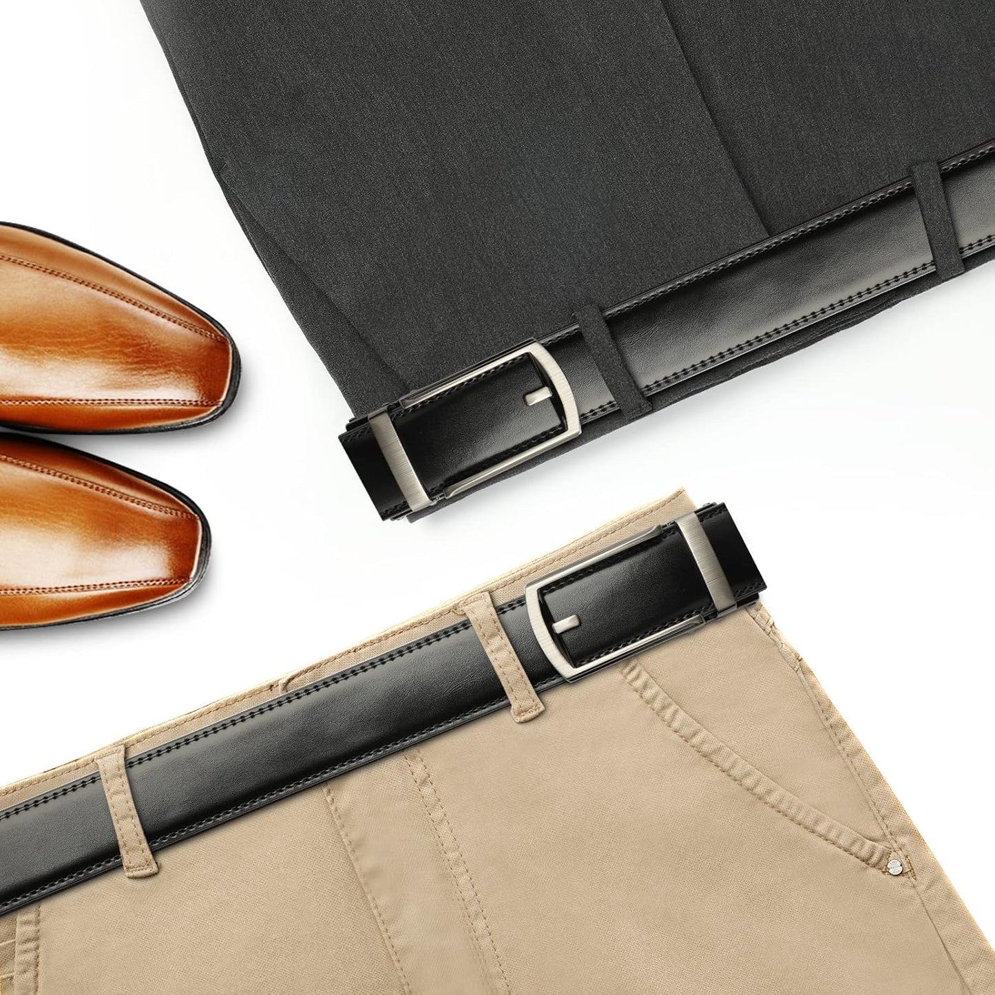 Lavemi Men's Real Leather Ratchet Dress Casual Belt, Cut to Exact Fit,Elegant Gift Box