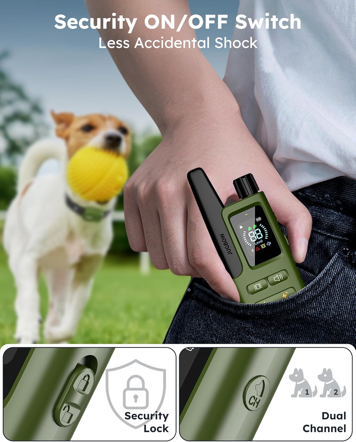 Jugbow Dog Shock Collar 2 Dogs (10-120Lbs) - 4200FT Dog Training Collar with Remote IPX7 Waterproof Electric Collar with 4 Training Modes, Security Lock, Rechargeable e-Collar for All Breeds, Sizes