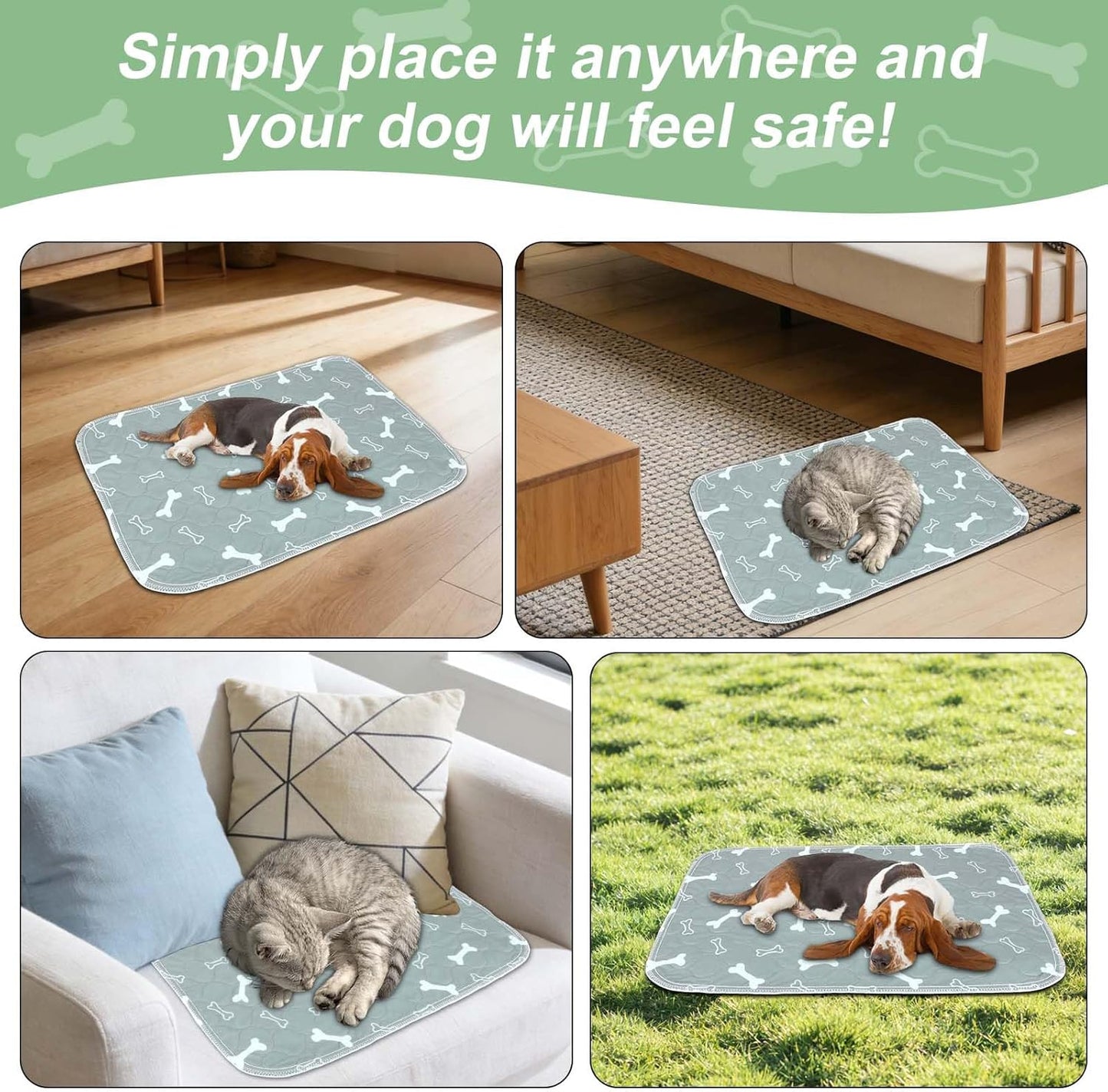 2pcs Pet Pads with Pheromones, 60x40cm/23.62x15.75in Reusable Washable Thickened Puppy Pee Pads for Dogs & Cats Leak-Proof & Anti-Slip Absorbent Pet Training Mat Supplies