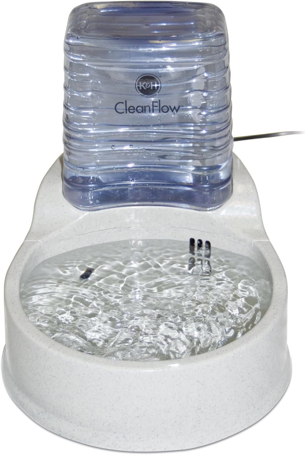 K&H Pet Products CleanFlow Filtered Pet Water Bowl With Reservoir Large 2gal + 1.5gal Granite