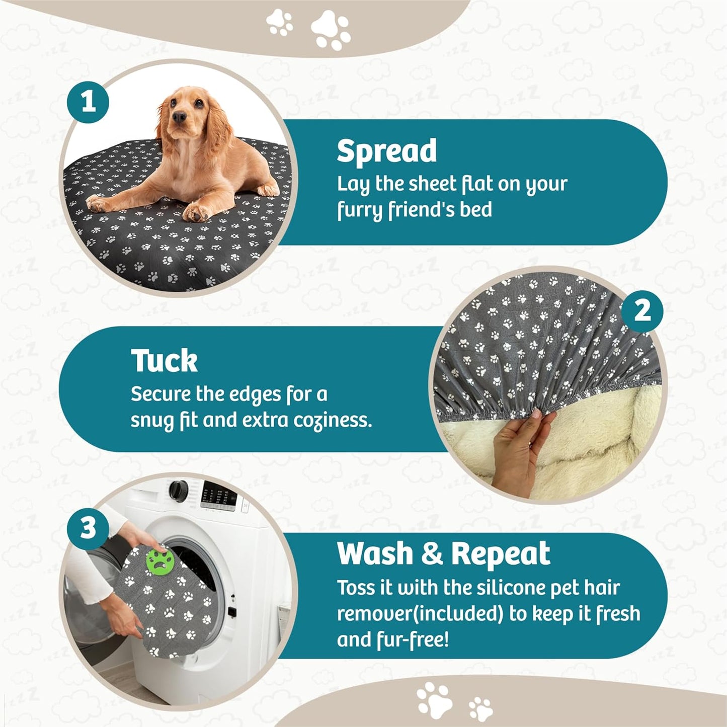 Round Dog Bed Covers Replacement Washable, Dog Bed Washable Cover, for All Shapes (Medium (Up to 36″), Paw Chic)