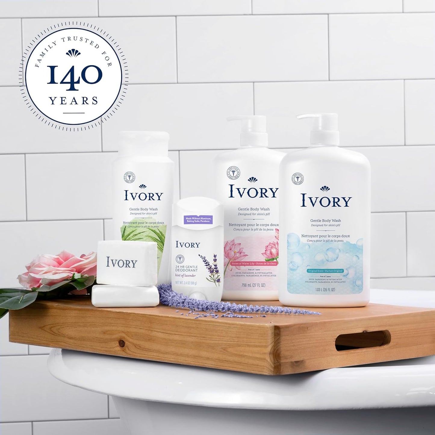 Ivory Body Wash, Designed for the Whole Family, Gentle Formula, Free of Dyes Heavy Perfumes Parabens Phthalates & Silicones, for Sensitive Skin, Designed for Skin's pH, Original Scent, 35 oz