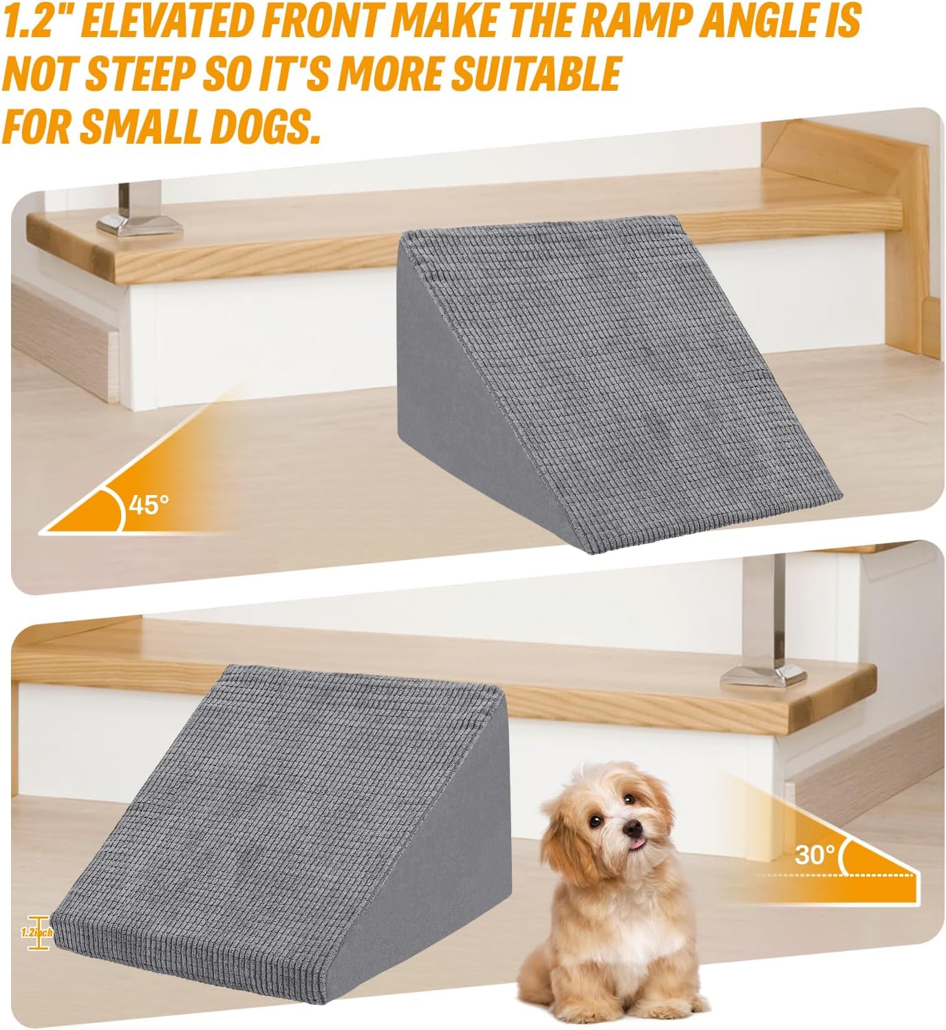 30D Density Foam Dog Ramp for Stairs Suits for Small Dogs Cats, Pet Steps Stairs for Staircase Stairs with Anti-Slip Bottom and Self-Sticky Pads to Fix(6Pack, Gray)