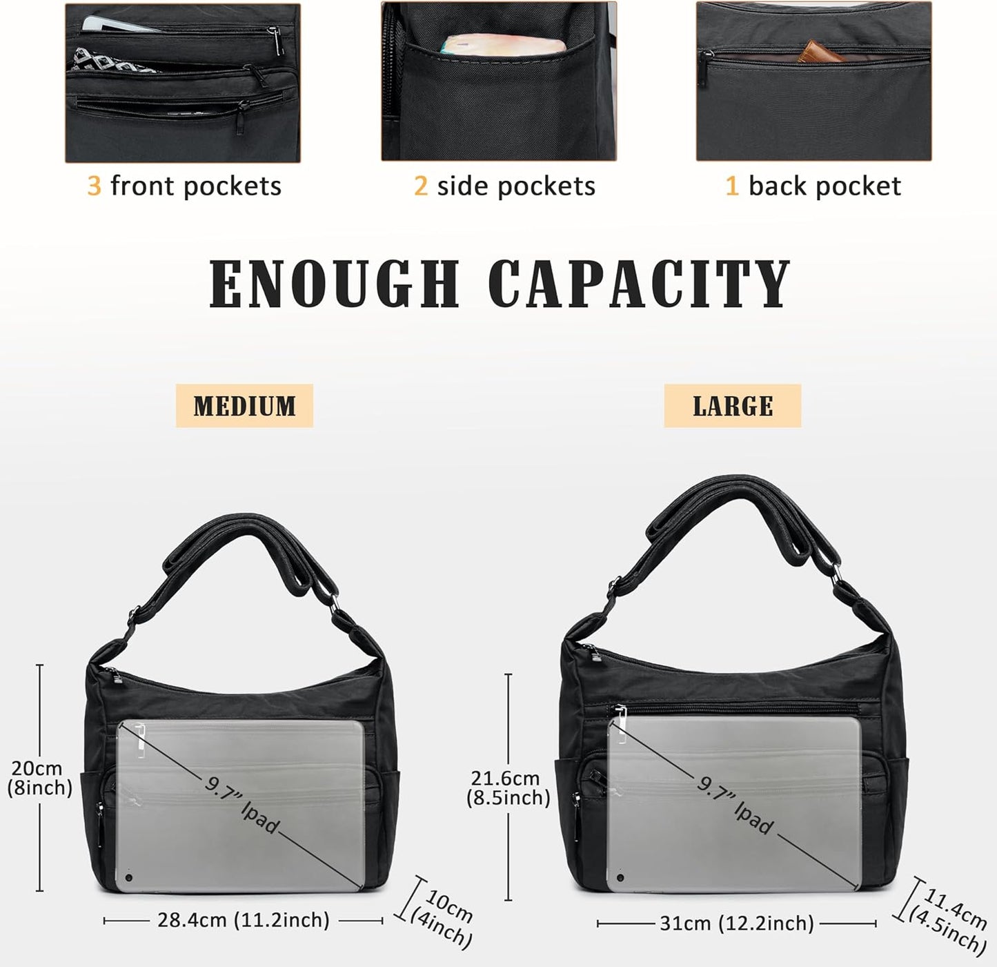 VOLGANIK ROCK RFID Purses for Women Fabric Nylon Multi Pocket Crossbody Bag Ladies Travel Handbag