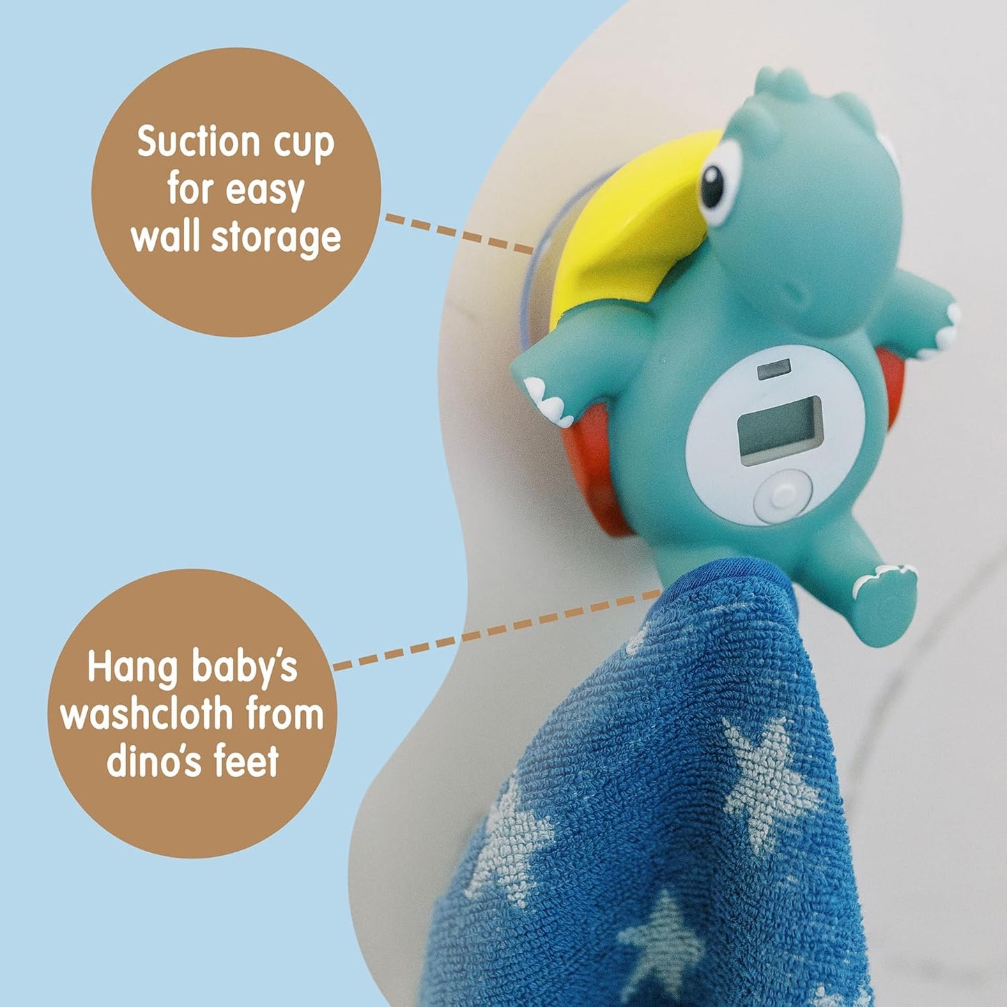 Dr. Brown's CleanUp Temposaurus Floating Bath Thermometer for Accurately Measuring Baby's Bath Water Temperature, BPA Free