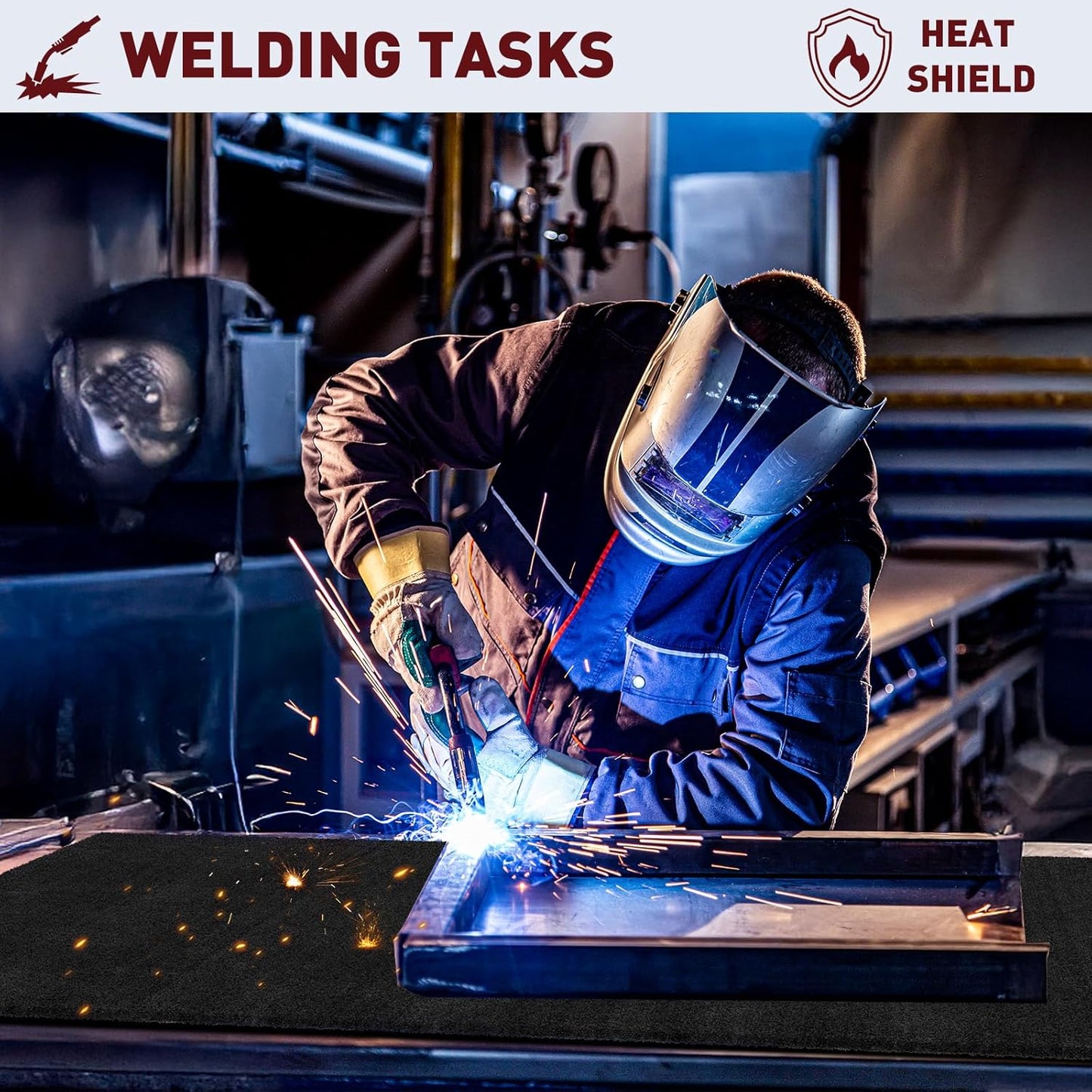 2 Pack 11x14 Inch Welding Blanket Fireproof Welding Pad, 5mm Thickened Fire Resistant Carbon Felt, Flame Retardant Fabric, Heat Shield Resistant Mat for Soldering, Firepit, Grill, Welding Supplies