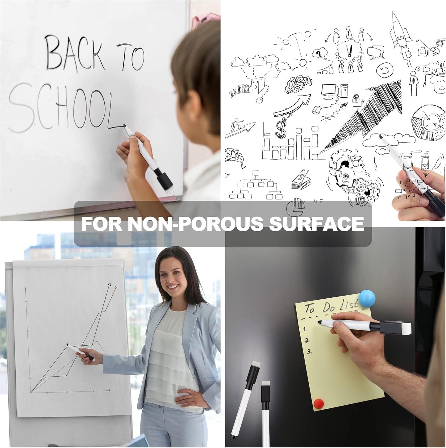 IHPUKIDI Magnetic Dry Erase Markers Fine Point Tip, 48-Pack Whiteboard Markers Dry Erase Marker with Eraser Cap, Low Odor Whiteboard Markers for Kids Teachers