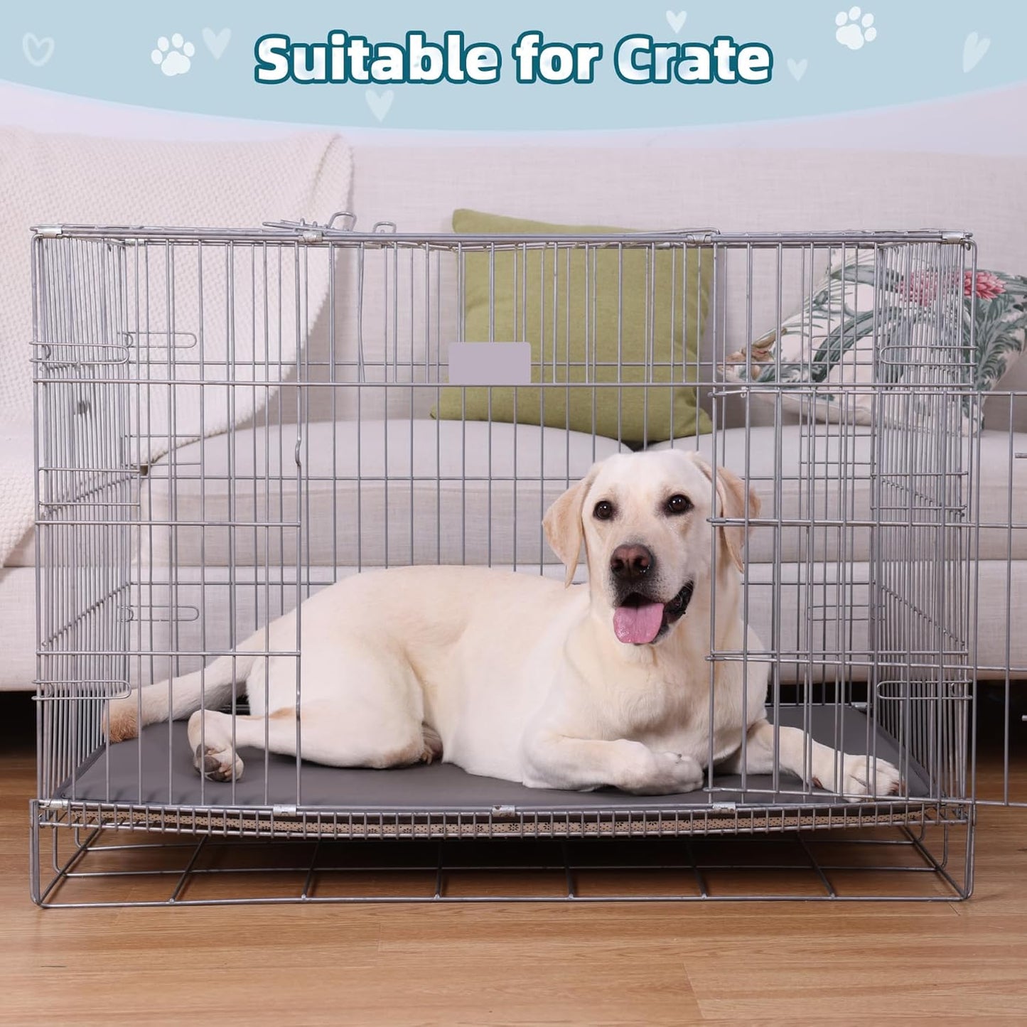 Large Dog Crate Pad Bed, Waterproof Outdoor Pet Bed for Large Dogs, Cooling Pet Bed with High Resilience Foam,Wipe Clean & Easy Rinse, Anti Slip 41 inch Graphite Grey