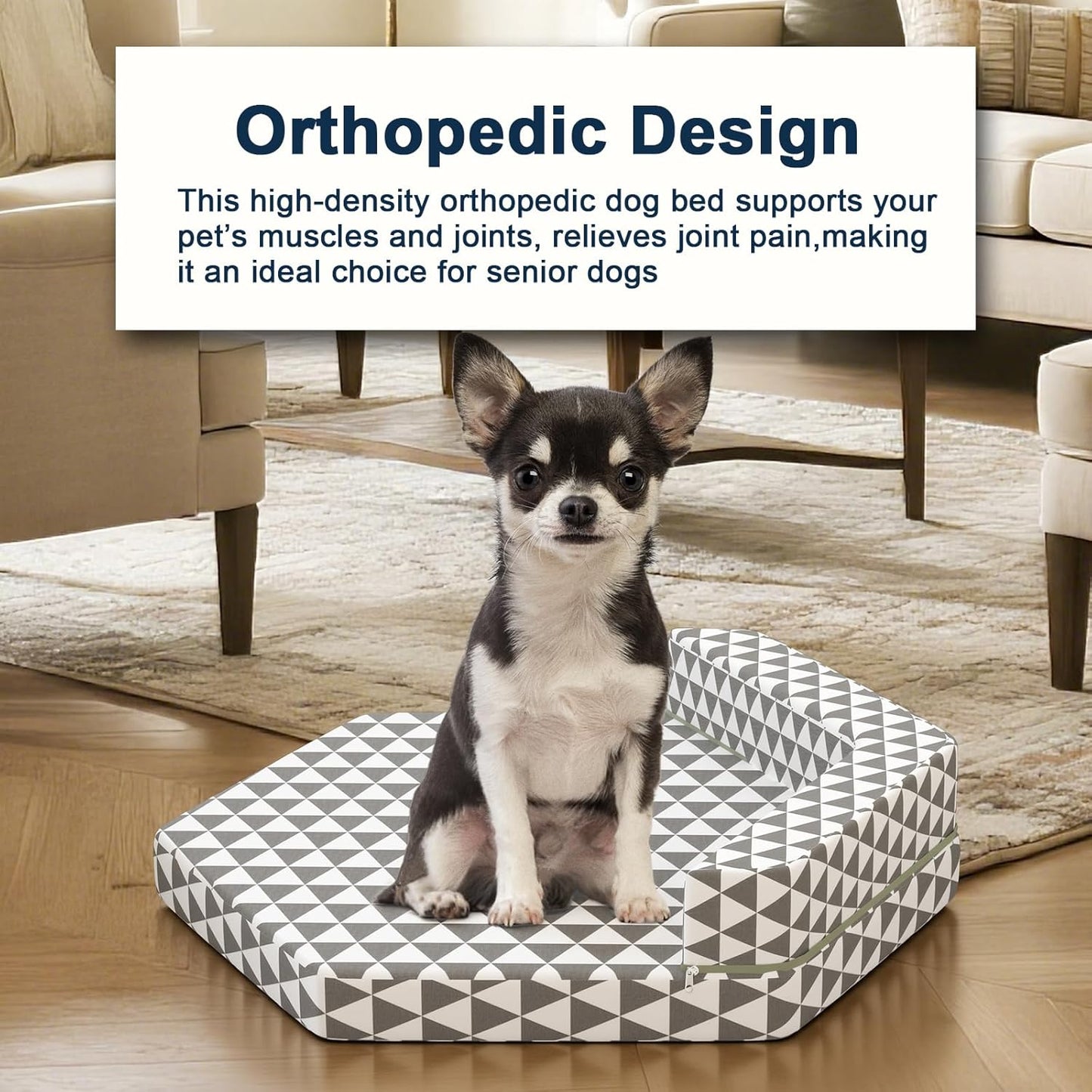 Orthopedic Dog Beds for Small Dogs, Pet Bed with Sides,Removable Bolsters & cleanable Cover，s